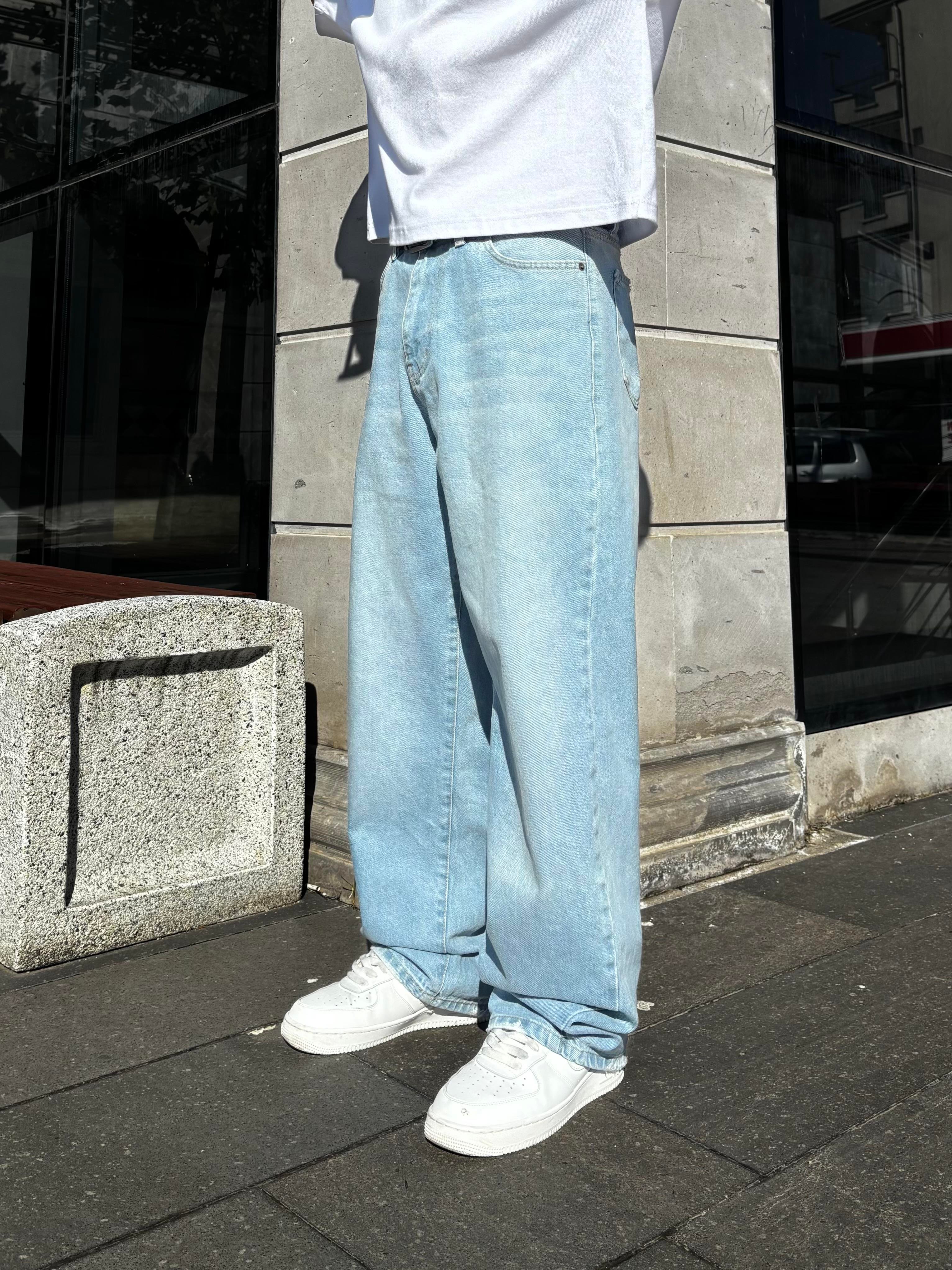 Blue Bleach Denim Baggy Jean