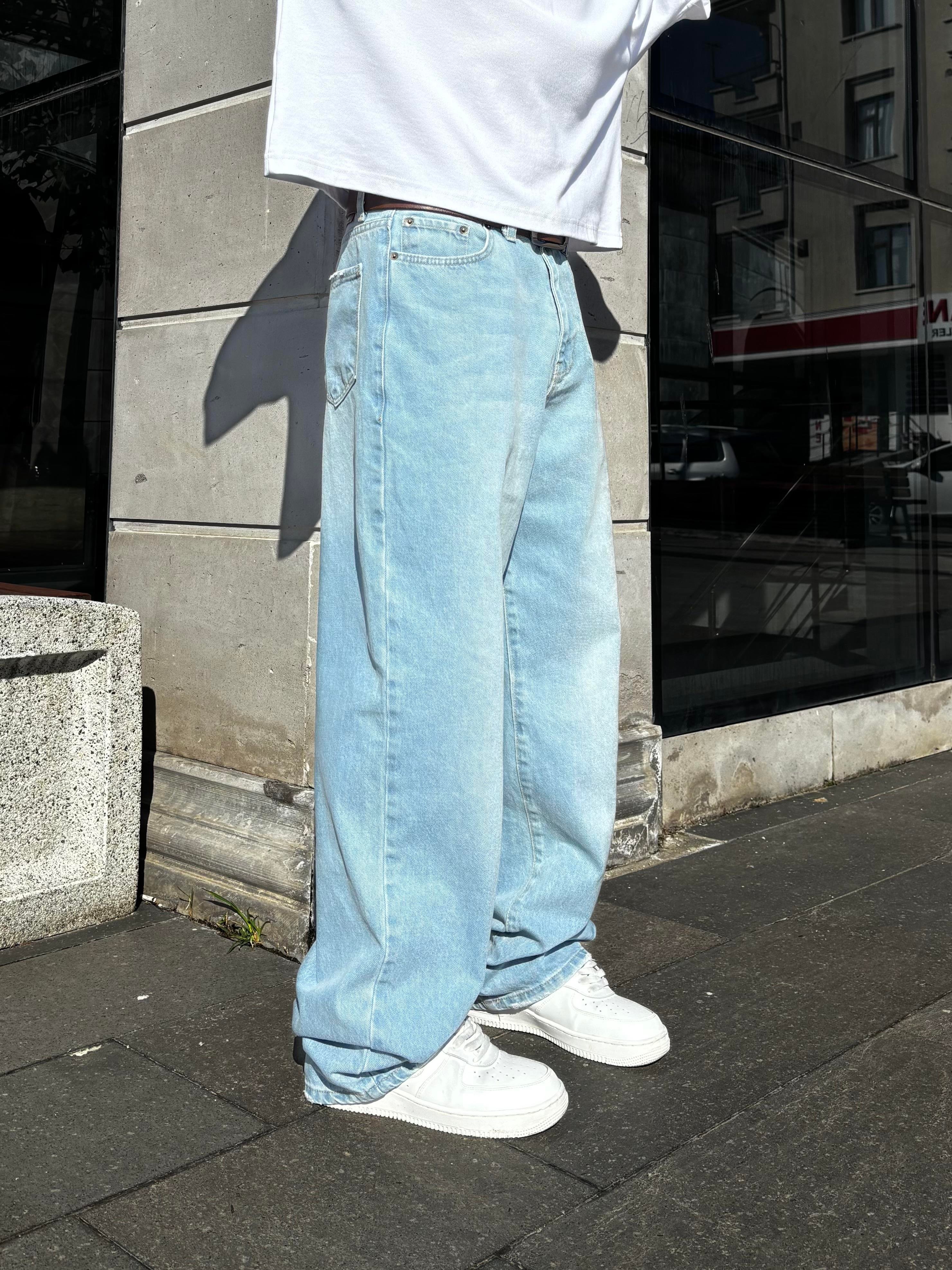 Blue Bleach Denim Baggy Jean