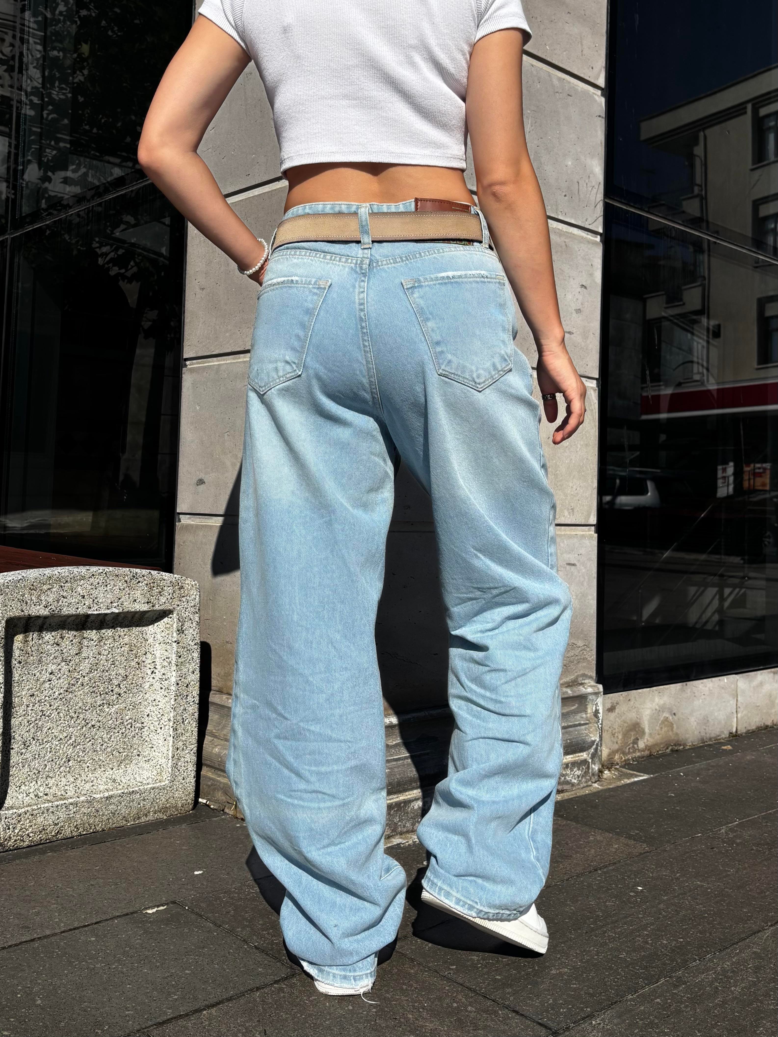 Blue Bleach Denim Baggy Jean