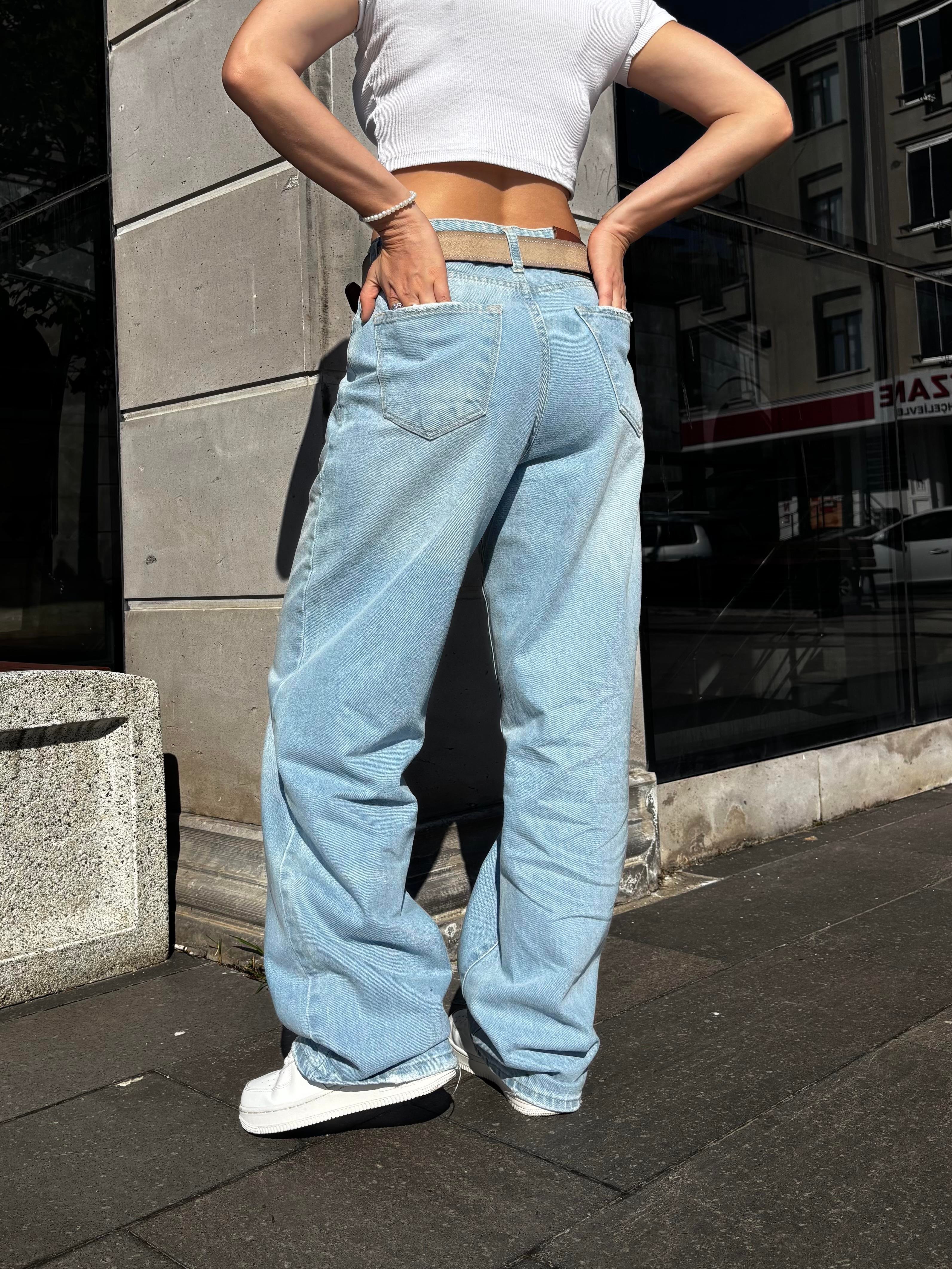 Blue Bleach Denim Baggy Jean