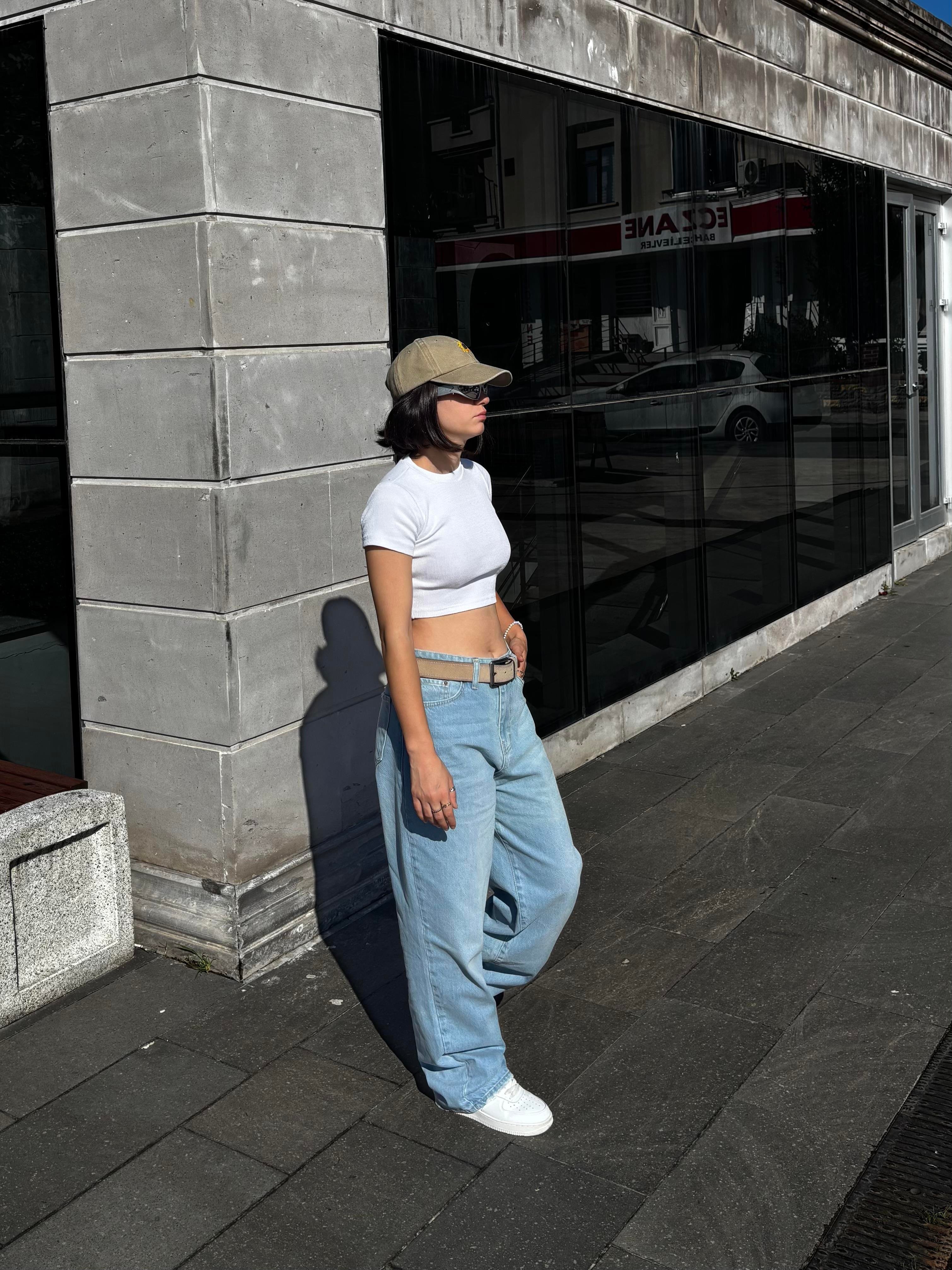 Blue Bleach Denim Baggy Jean