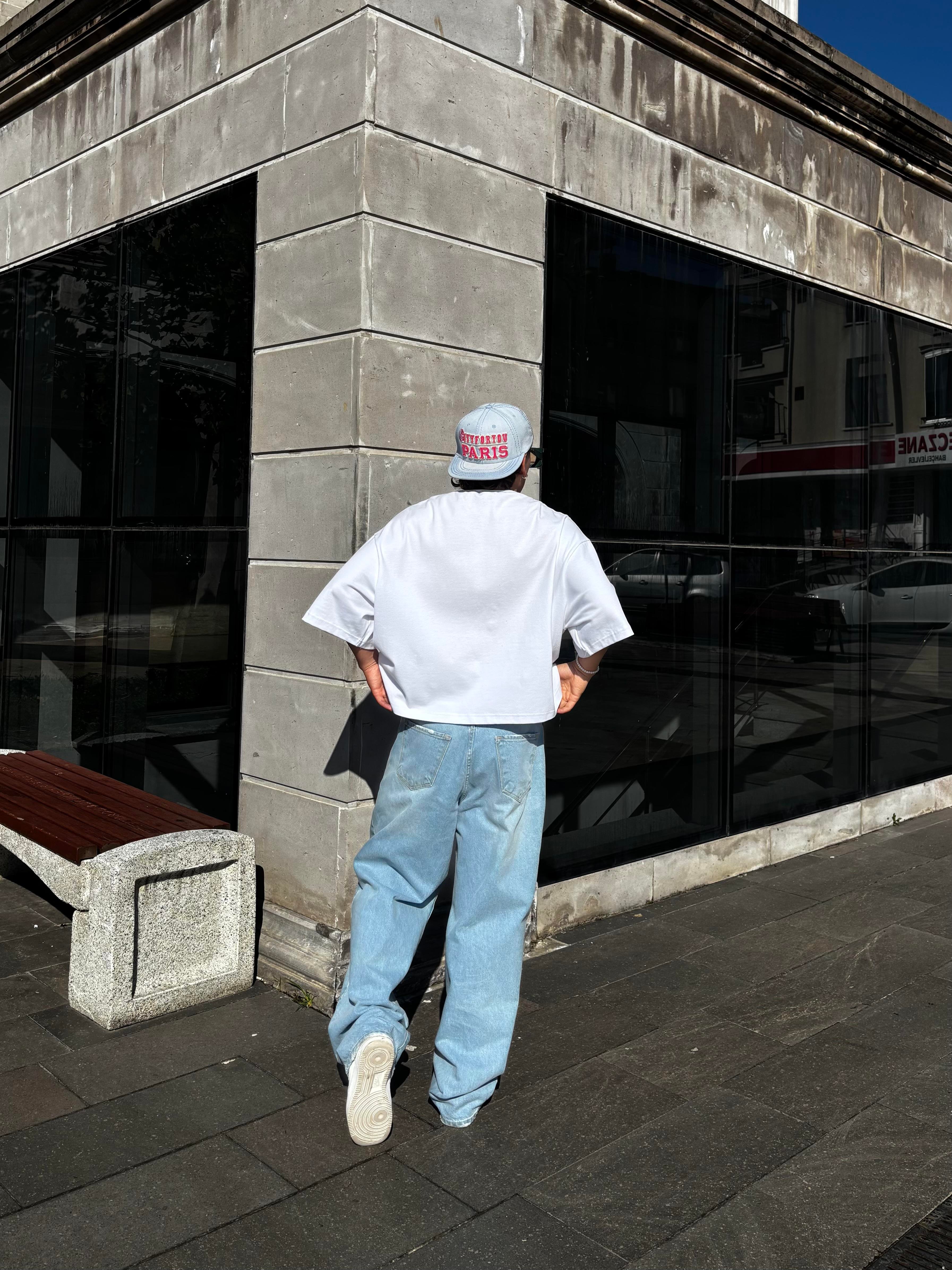 Blue Bleach Denim Baggy Jean