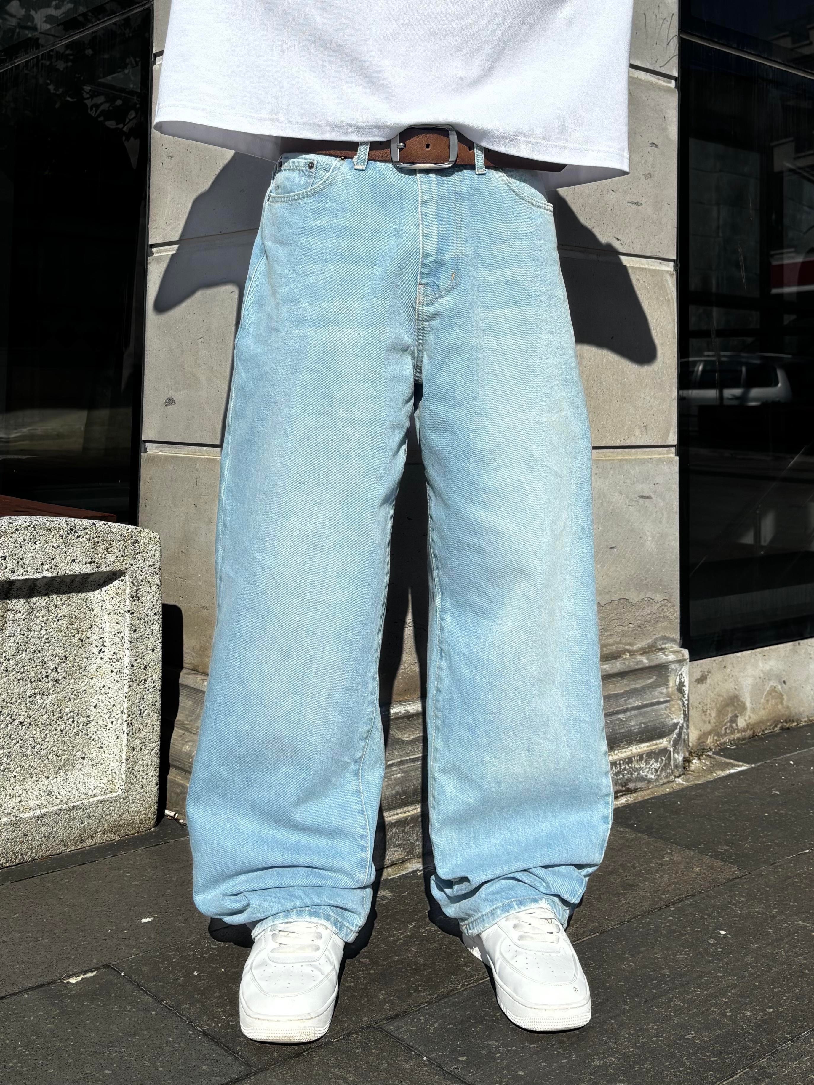 Blue Bleach Denim Baggy Jean