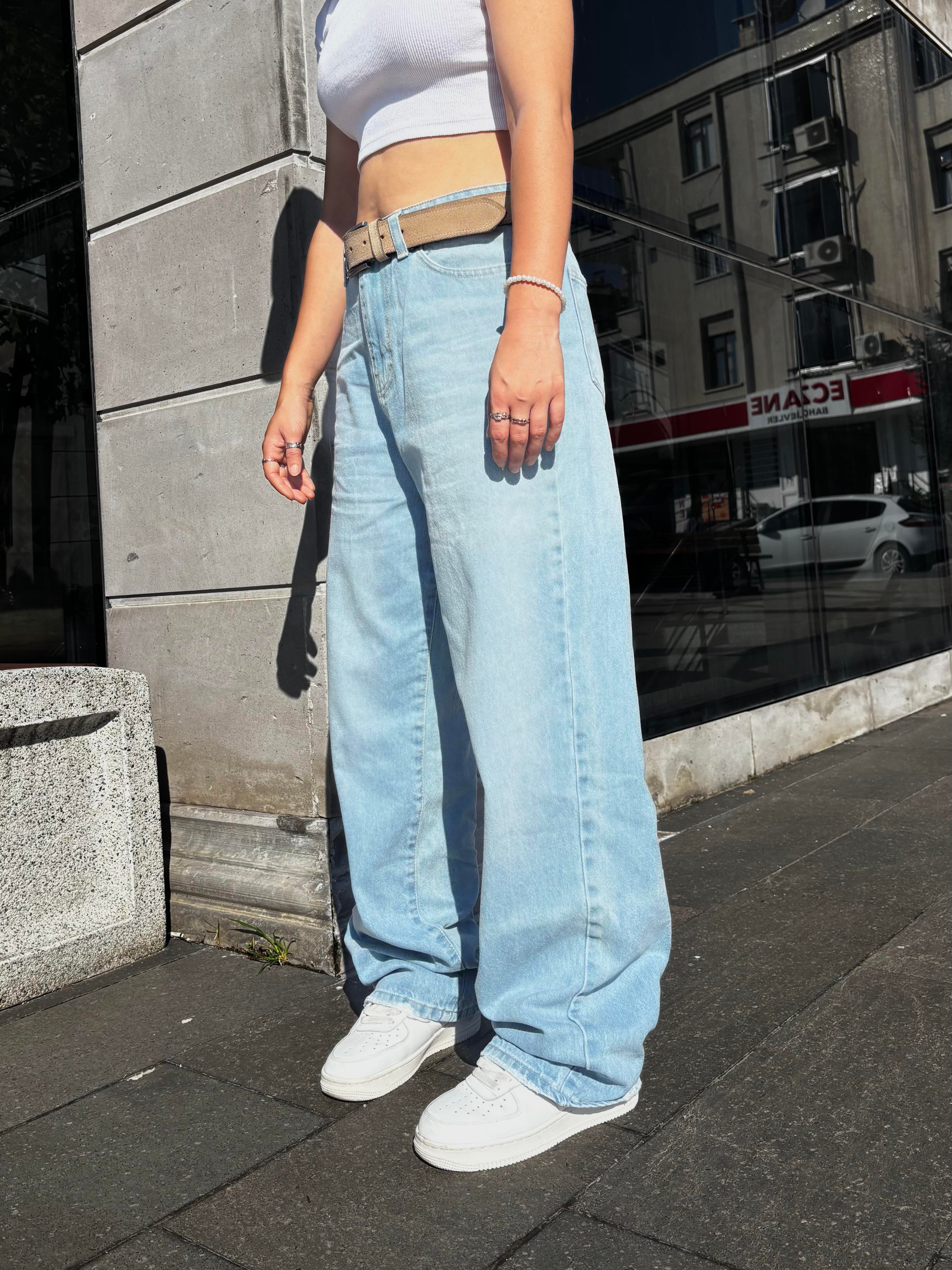 Blue Bleach Denim Baggy Jean