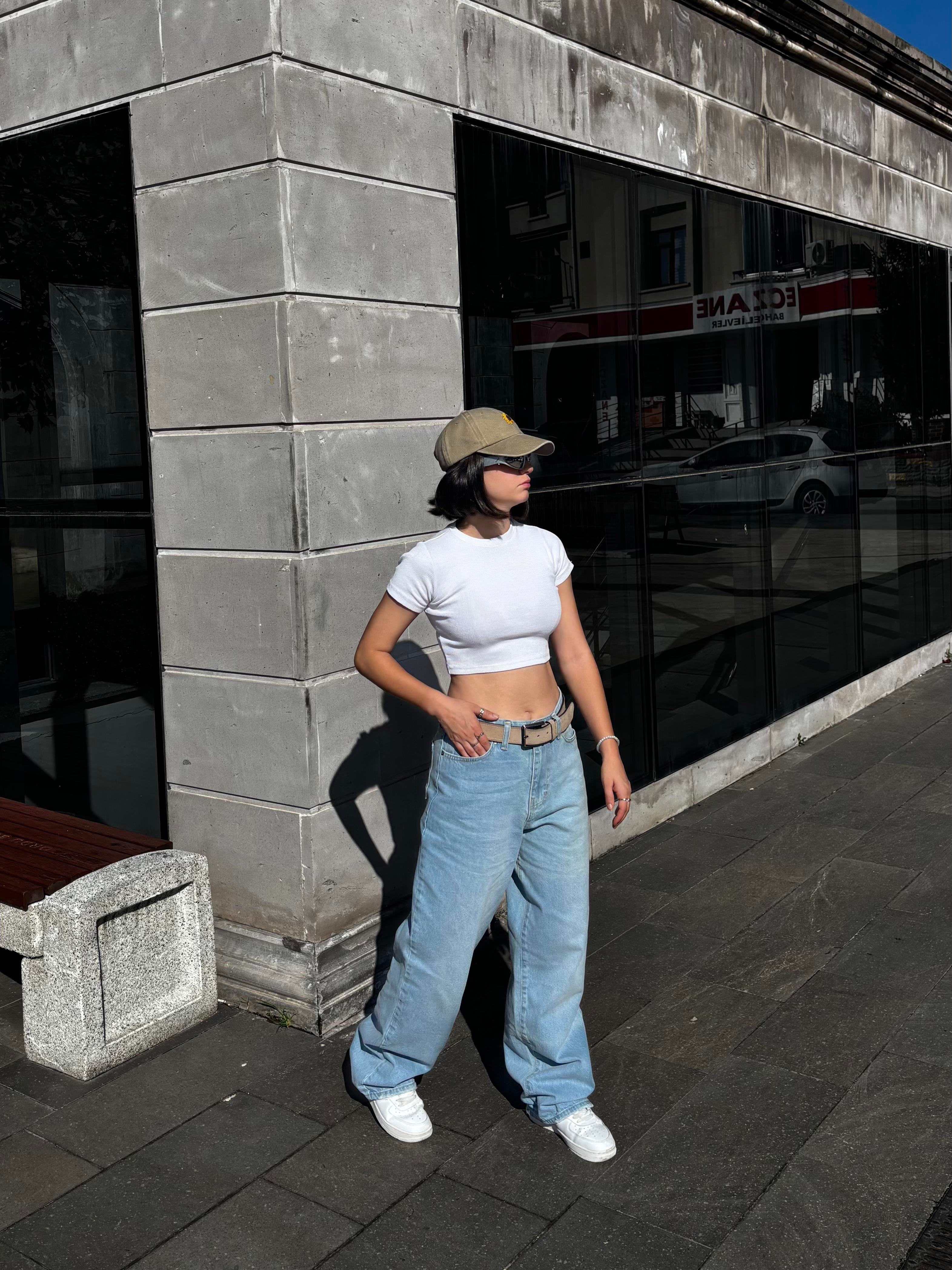 Blue Bleach Denim Baggy Jean