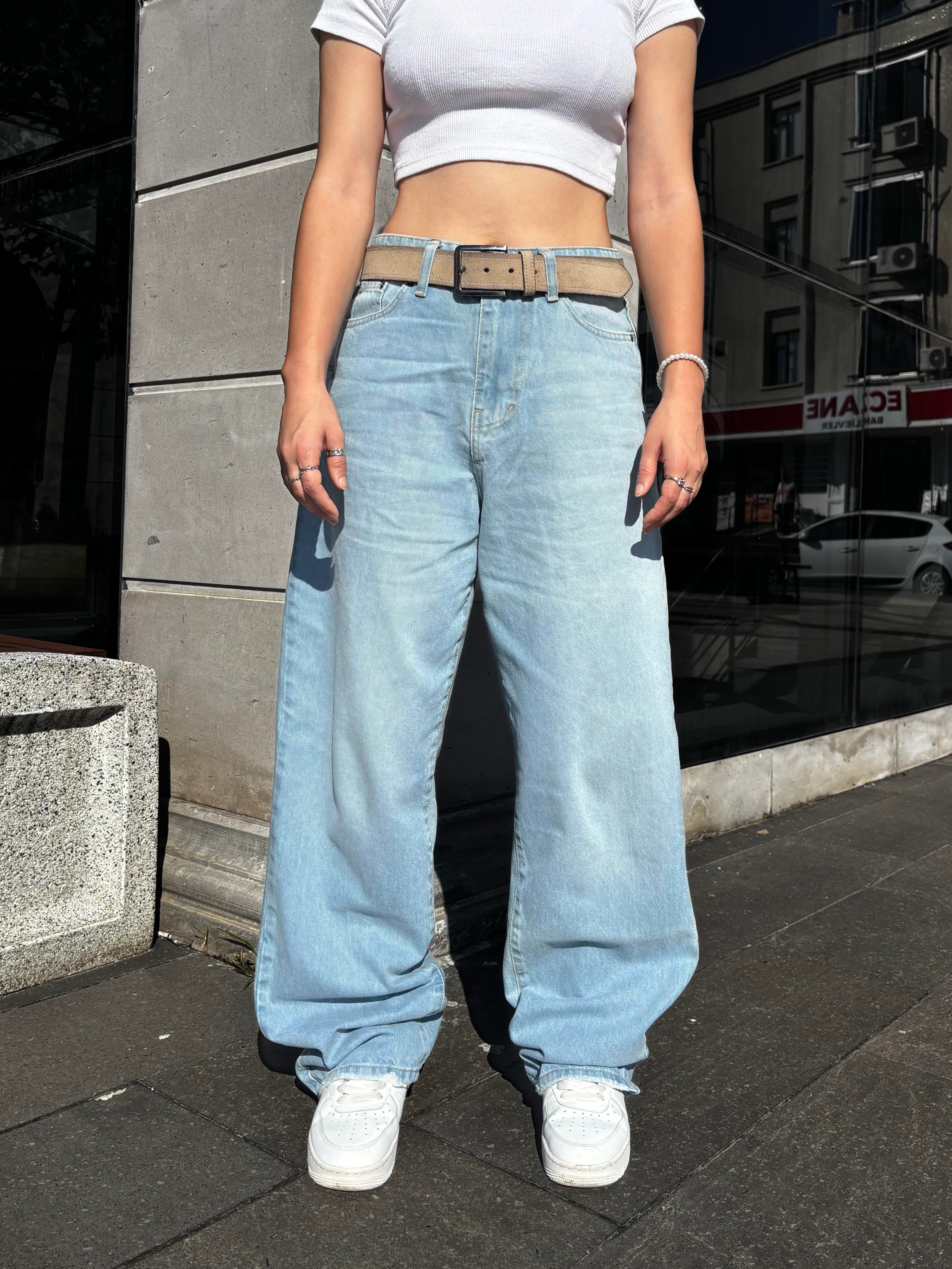 Blue Bleach Denim Baggy Jean