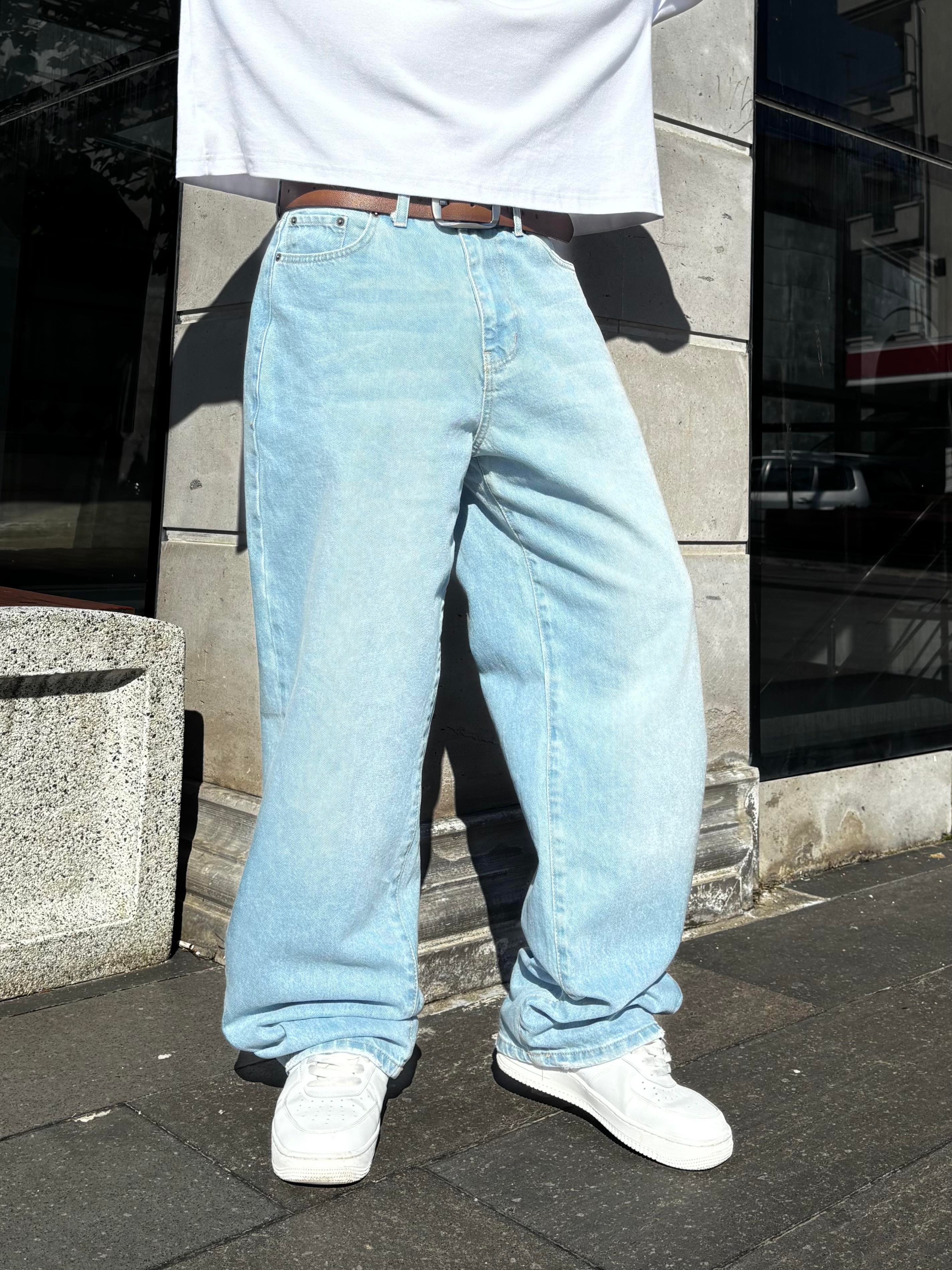 Blue Bleach Denim Baggy Jean