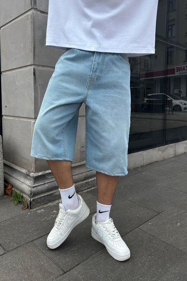 Blue Bleach Denim Oversized Carpenter Jorts