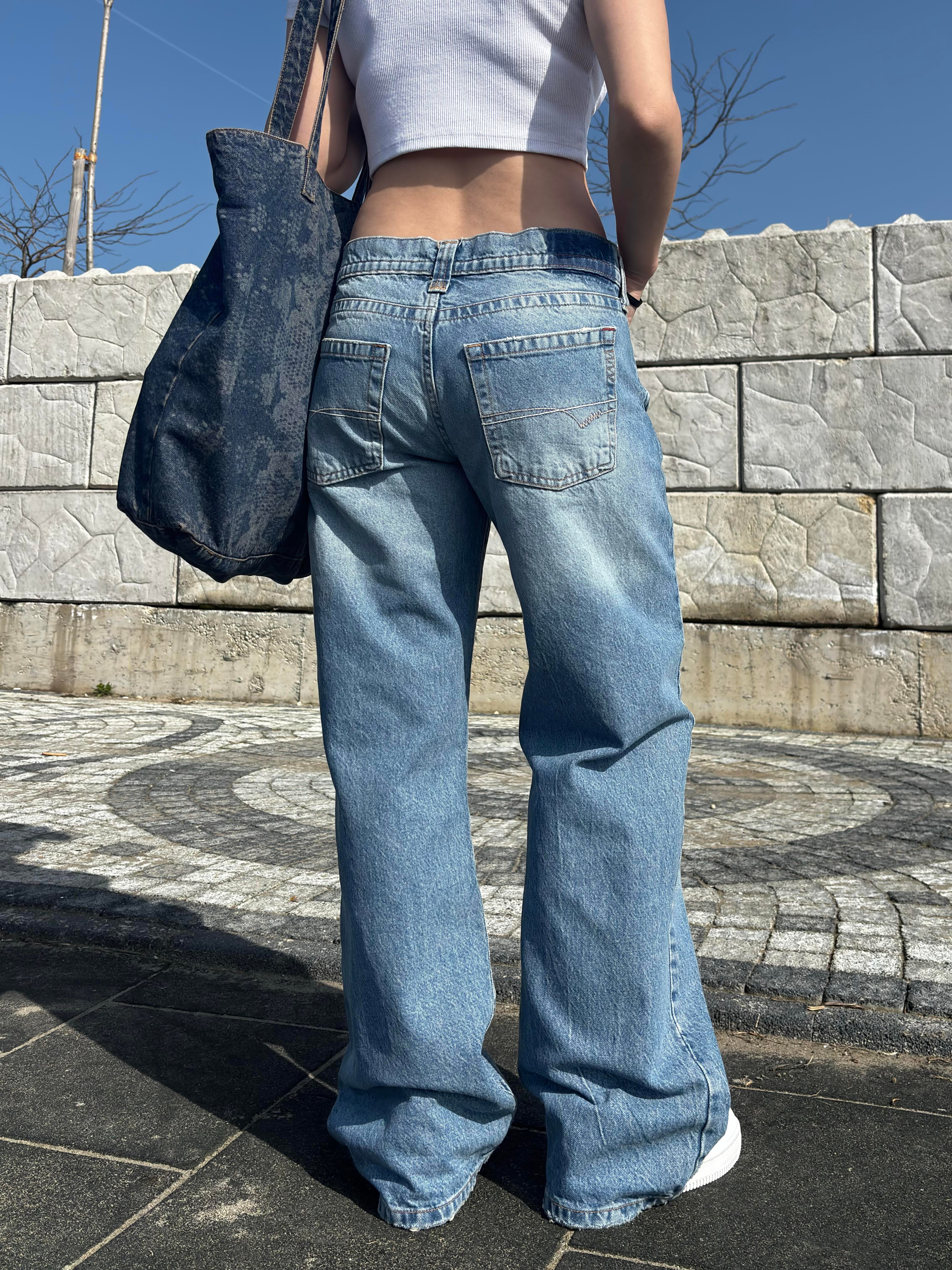 Blue Denim Düşük Bel Jean