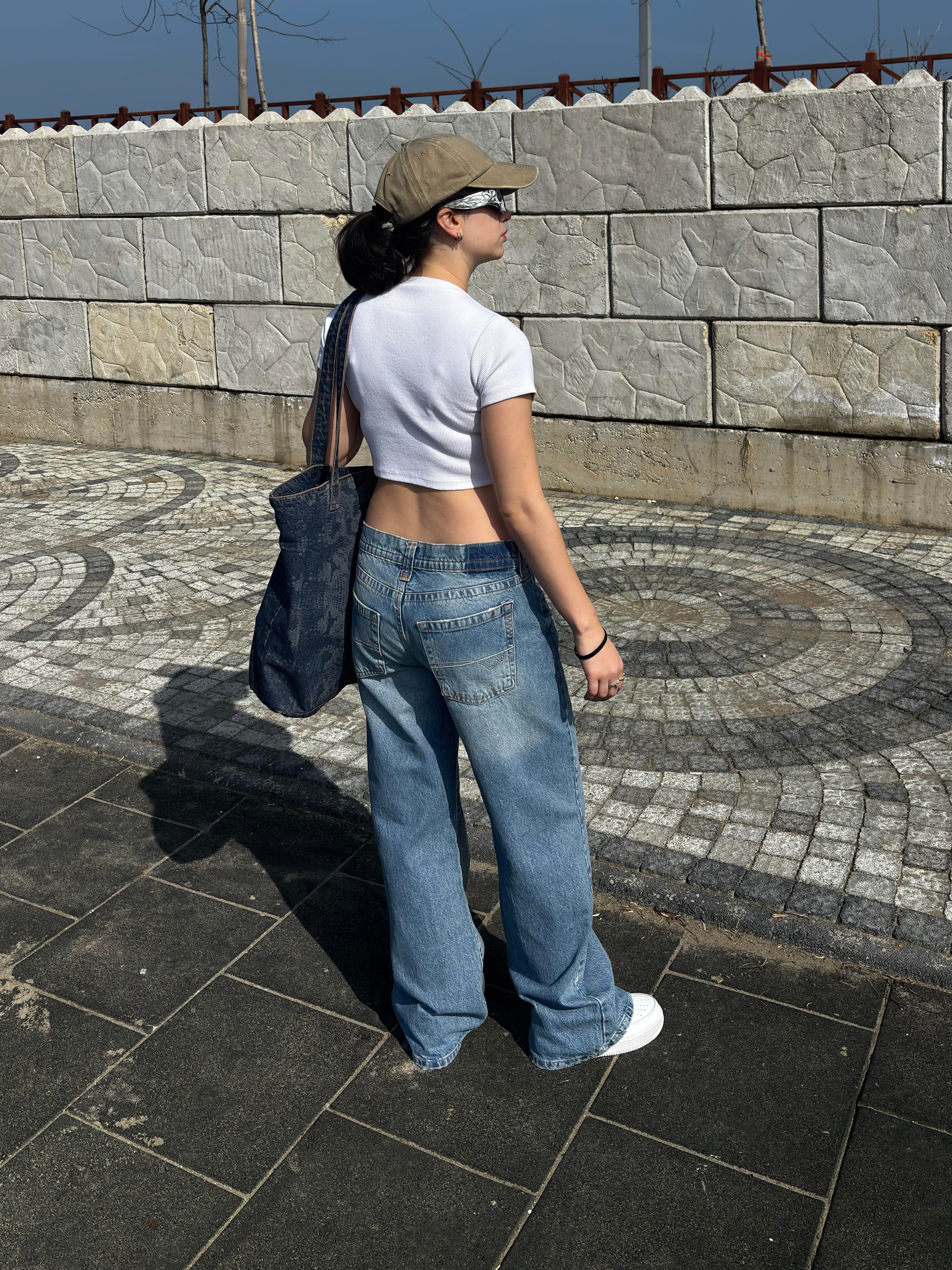 Blue Denim Düşük Bel Jean