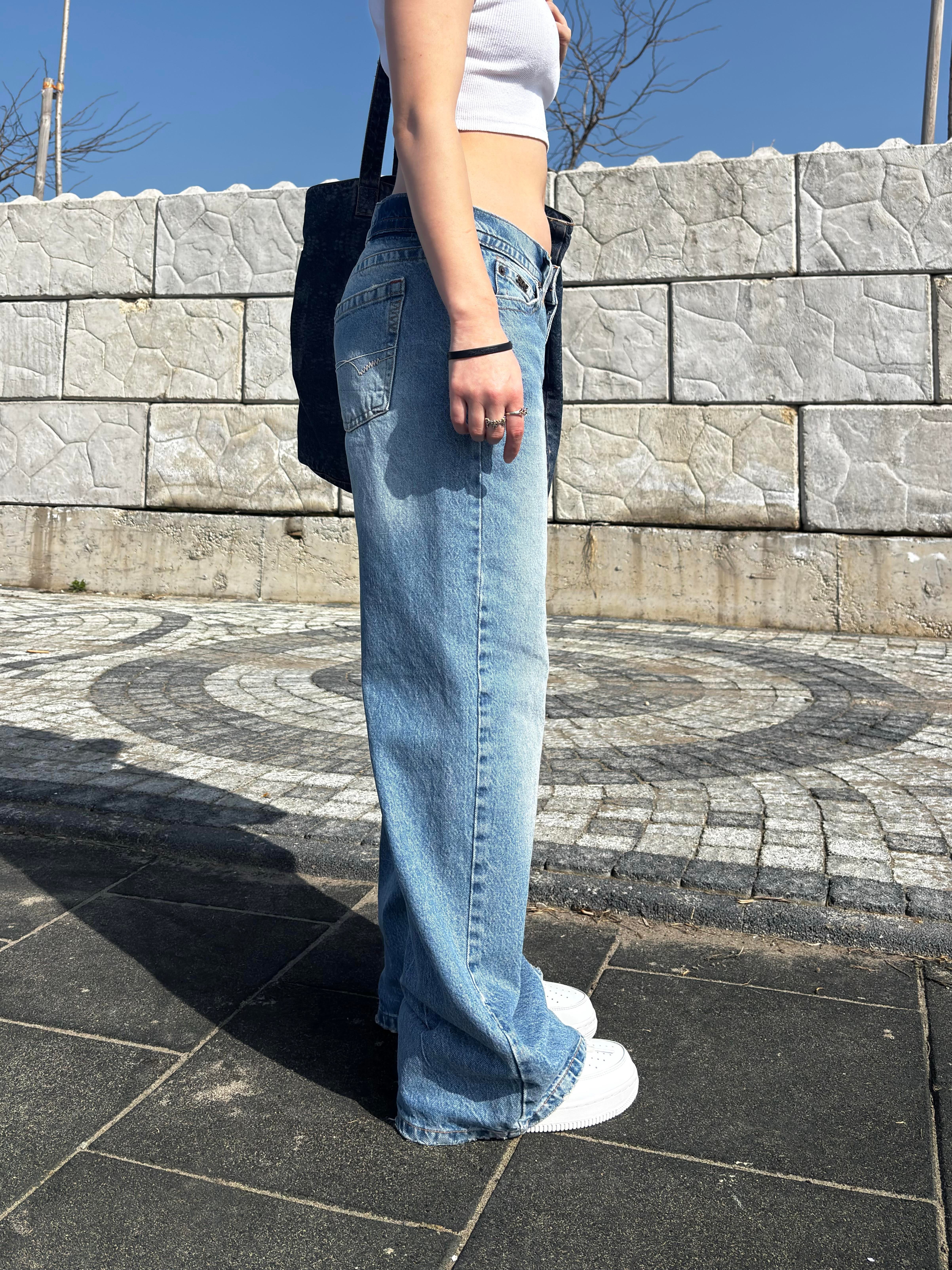 Blue Denim Düşük Bel Jean