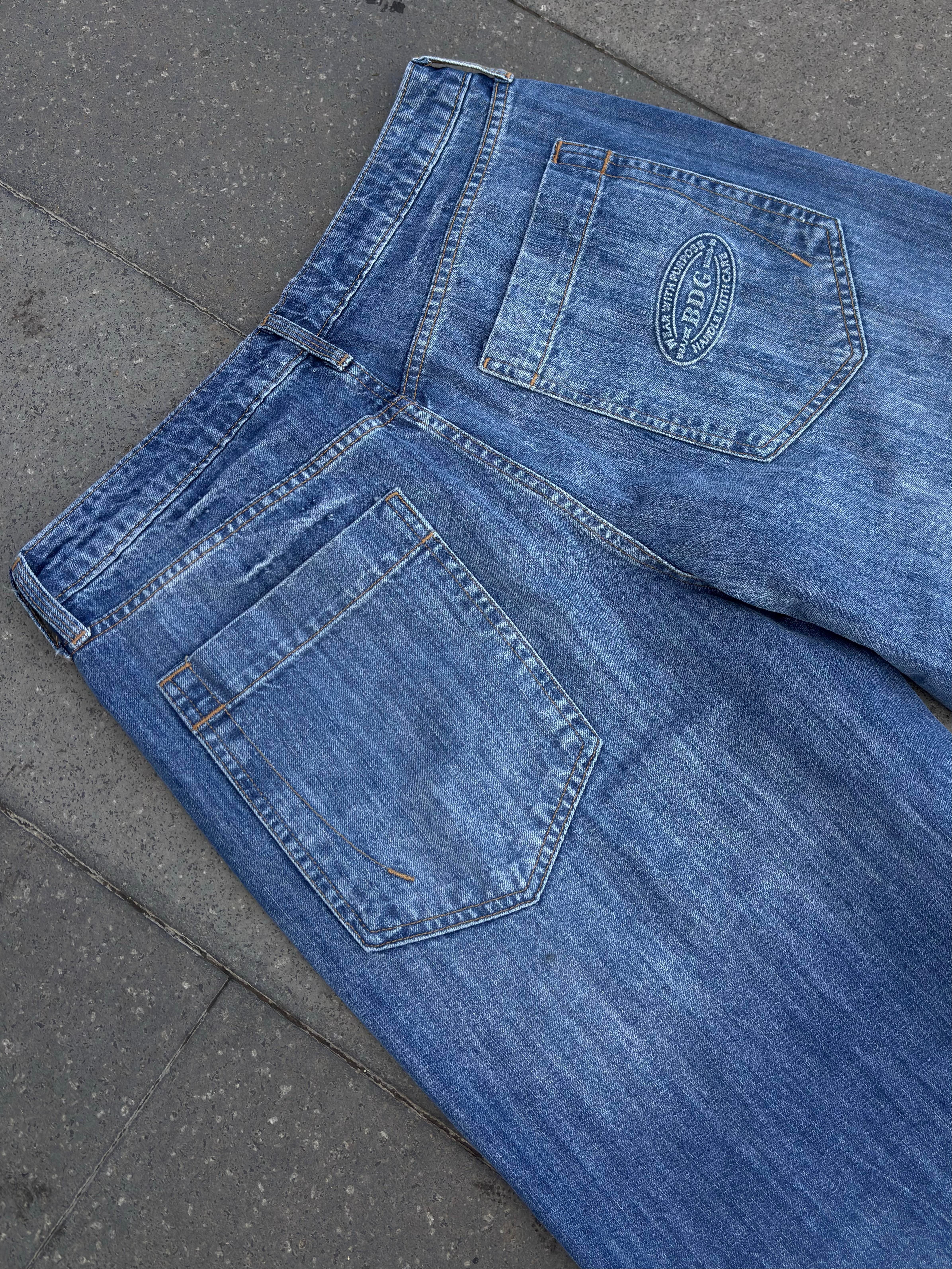 Blue Eskitme Stamped Pocket Baggy Denim Jean2