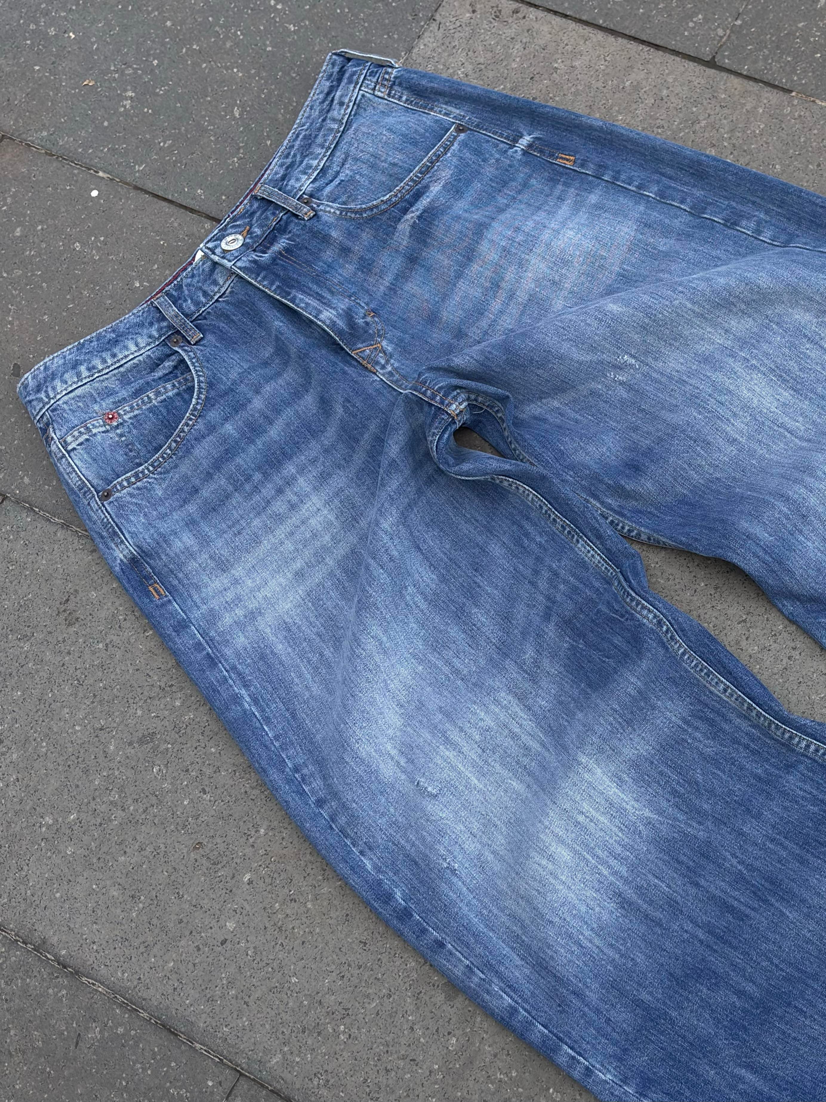 Blue Eskitme Stamped Pocket Baggy Denim Jean2