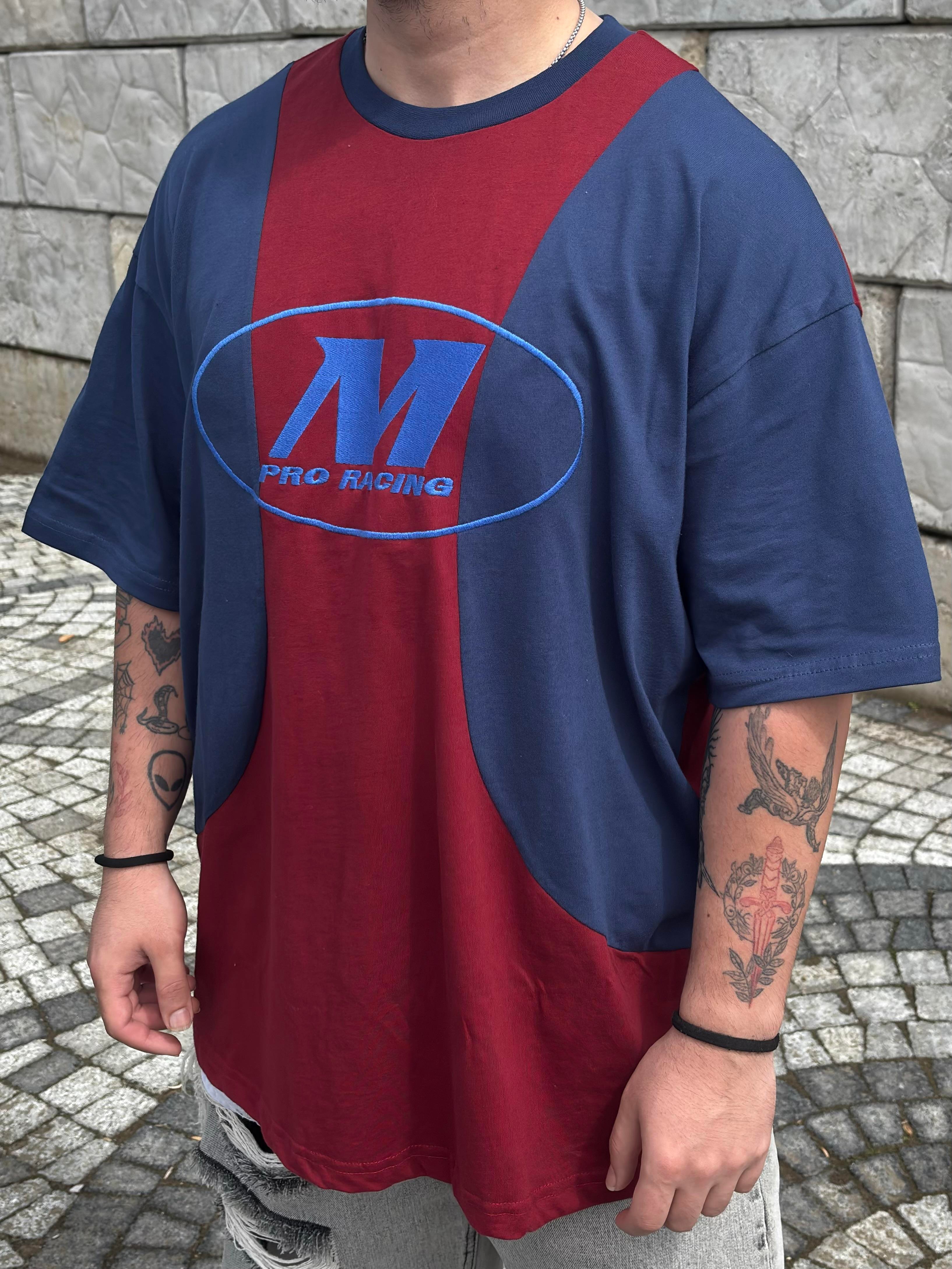 Bordeaux And Navyblue Nakışlı T-shirt