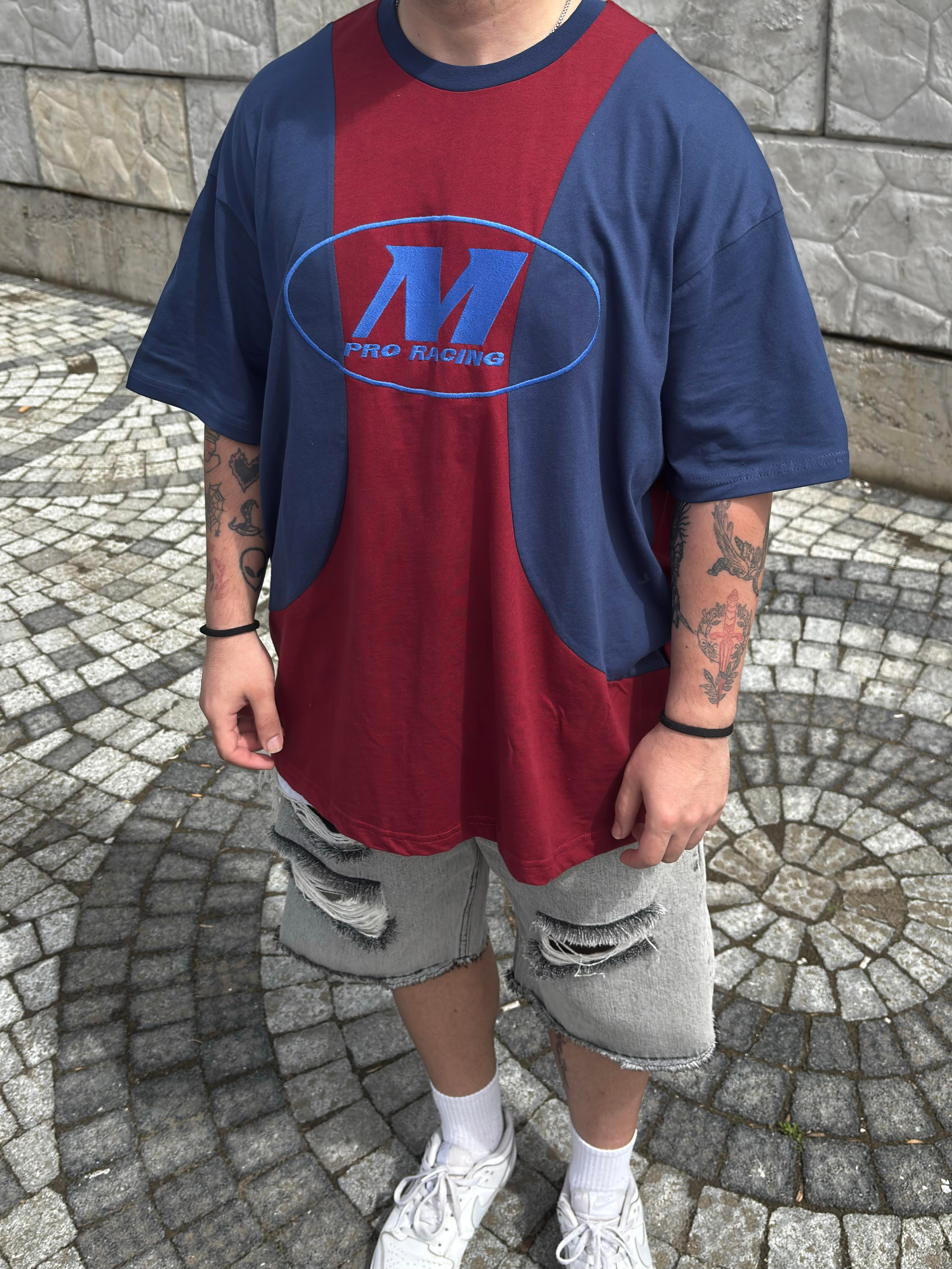 Bordeaux And Navyblue Nakışlı T-shirt