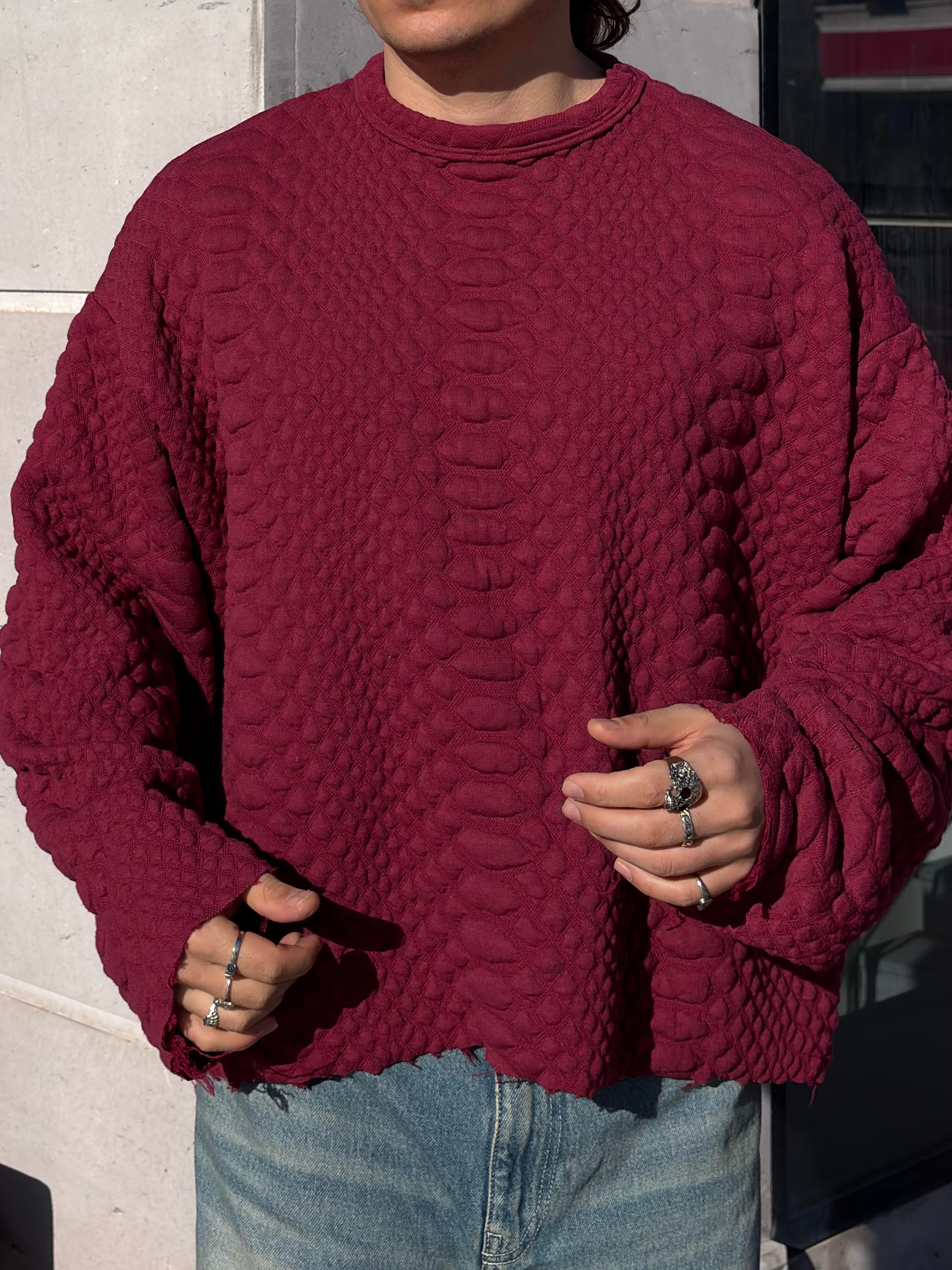 Bordeaux Filled Structure Boxy Fit Cut-Off  Sweatshirt