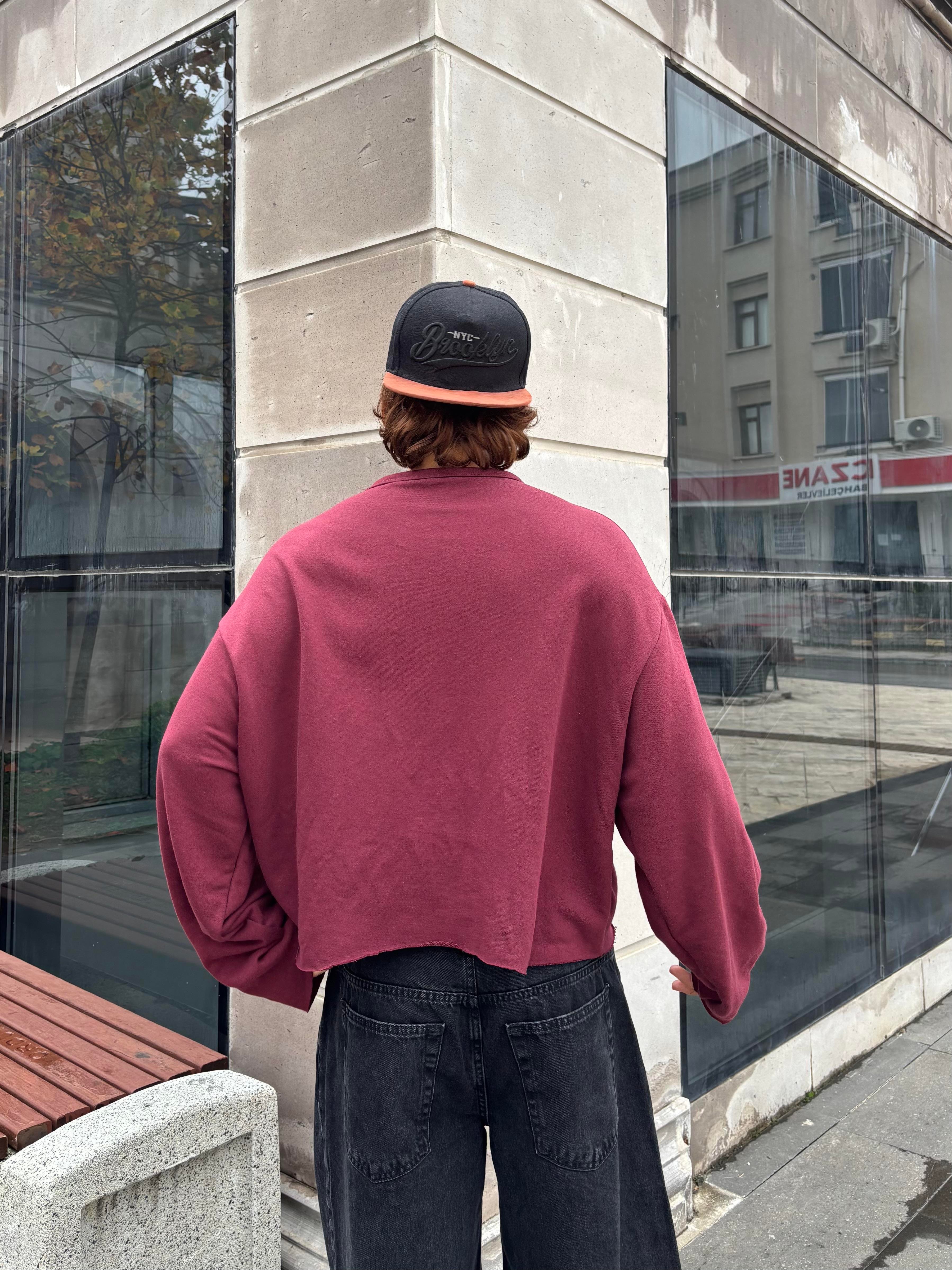 Bordo Boxy Fit Cut-Off Sweatshirt