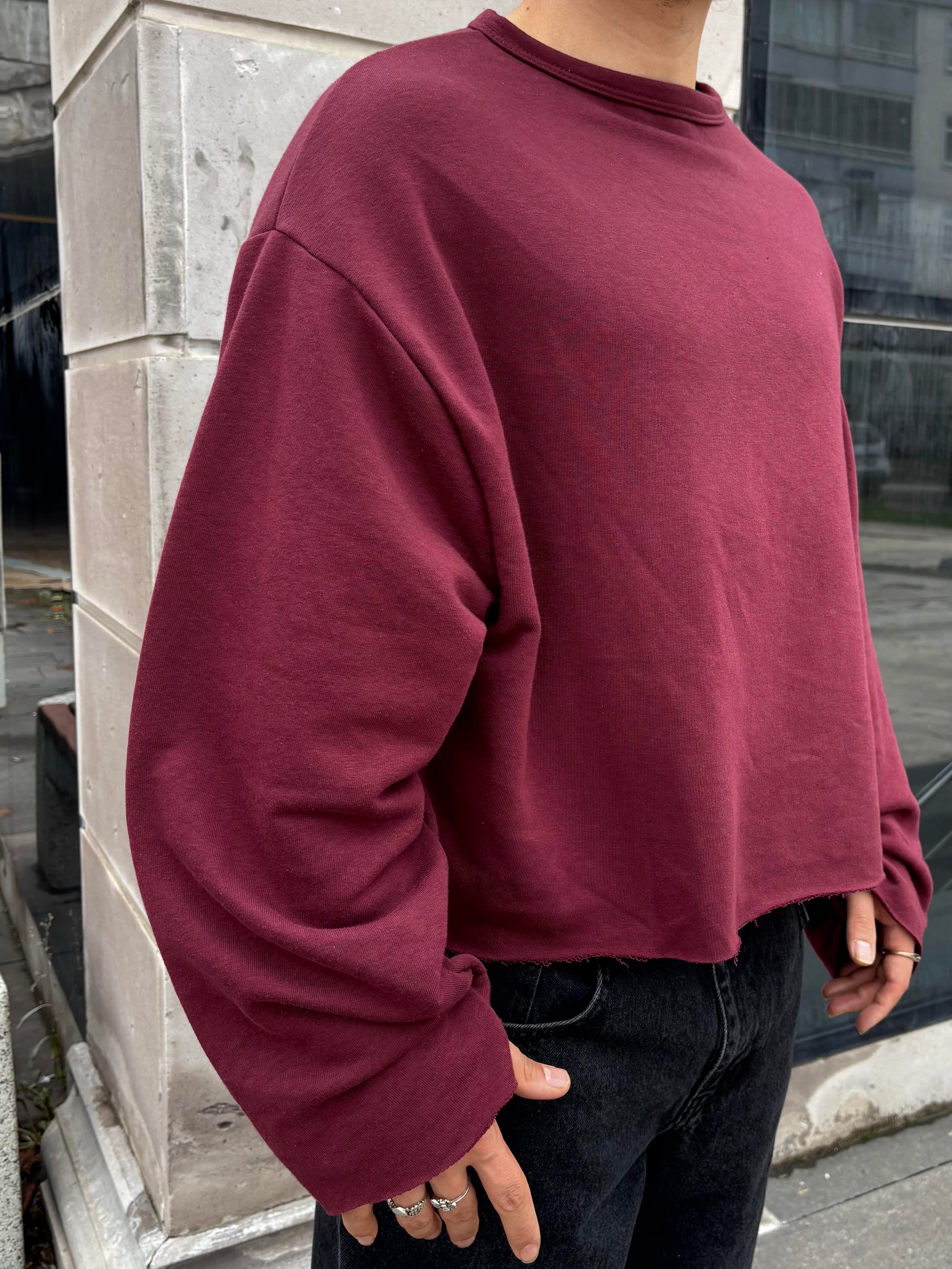 Bordo Boxy Fit Cut-Off Sweatshirt
