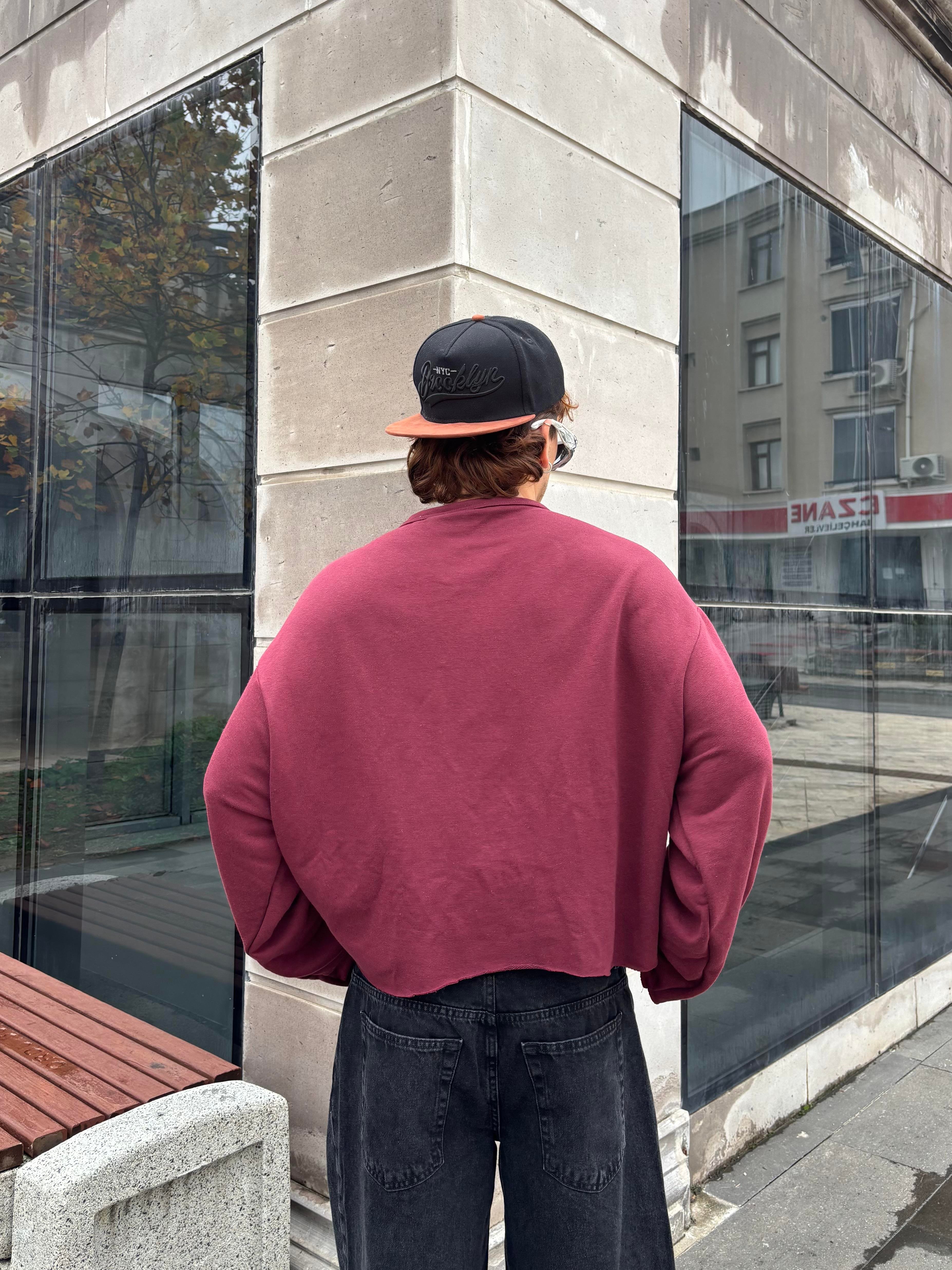 Bordo Boxy Fit Cut-Off Sweatshirt