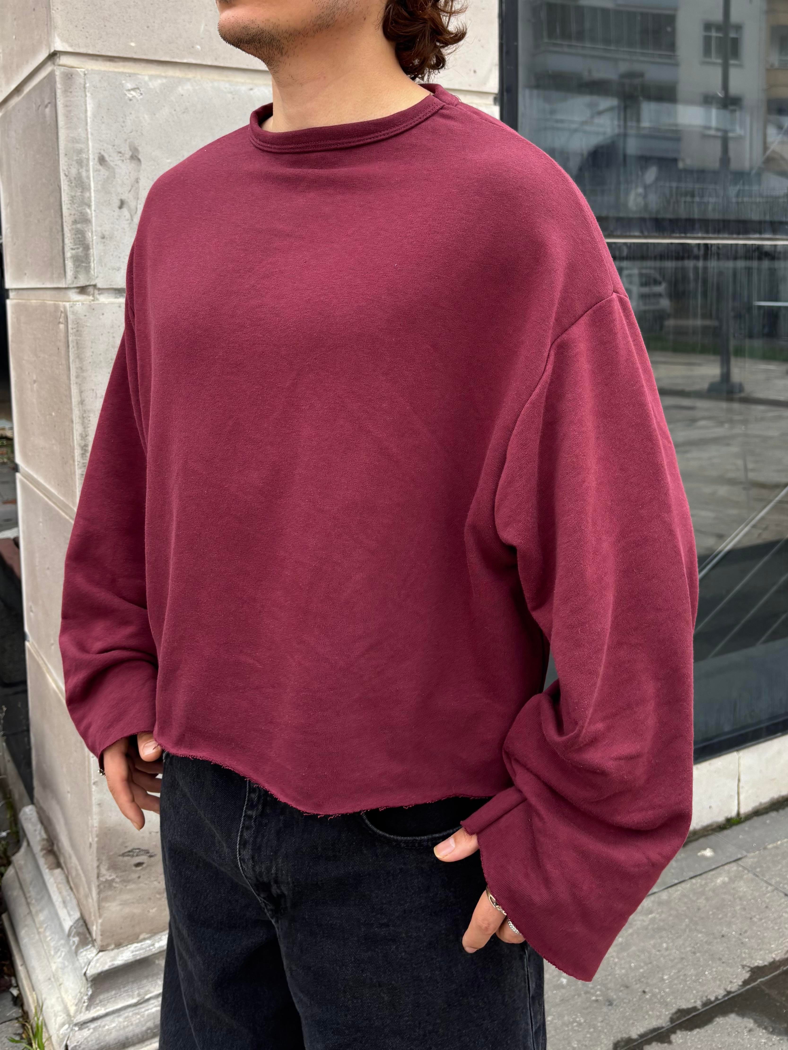 Bordo Boxy Fit Cut-Off Sweatshirt