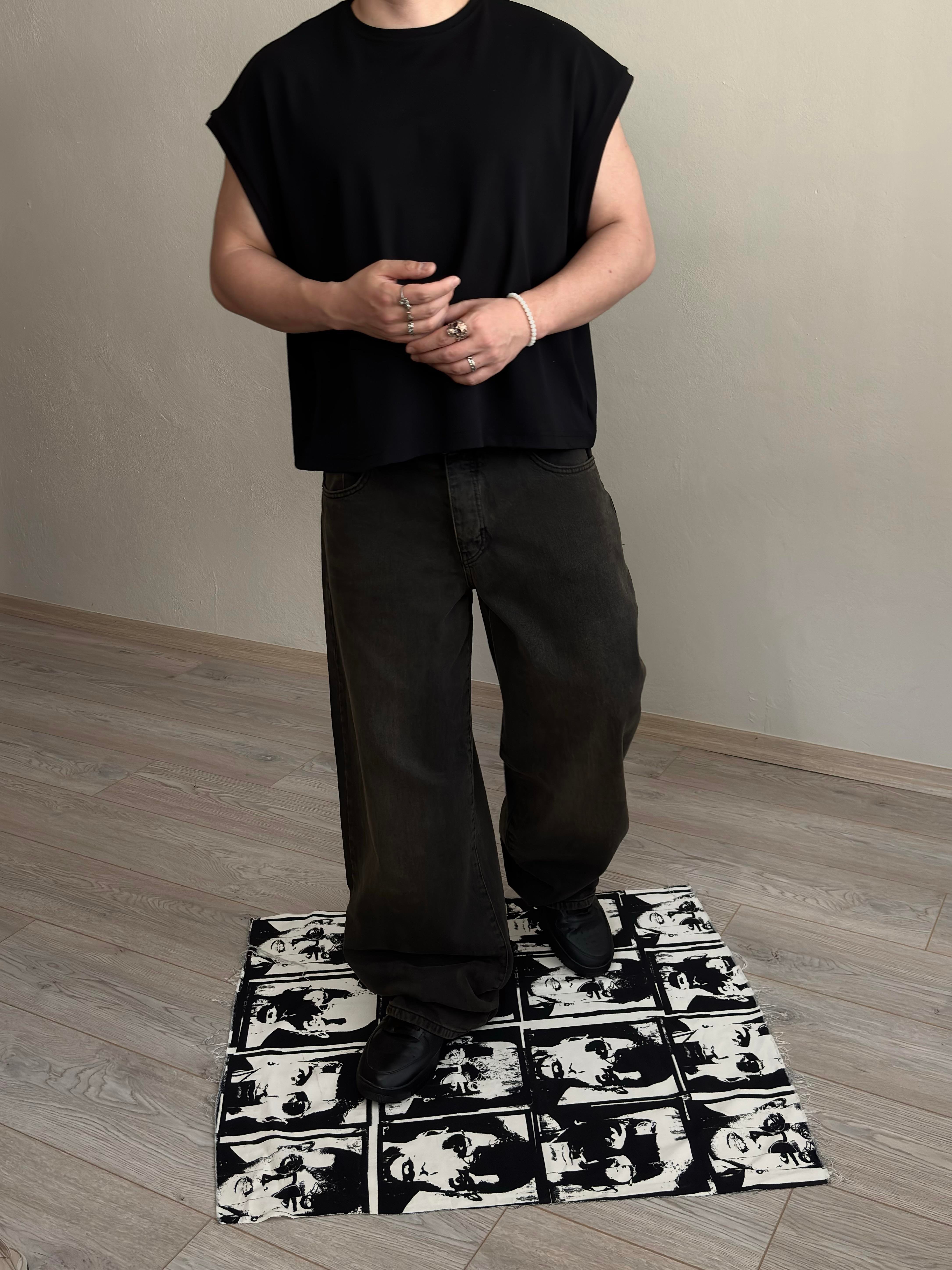 Brown Boxer Waistband Baggy Jean