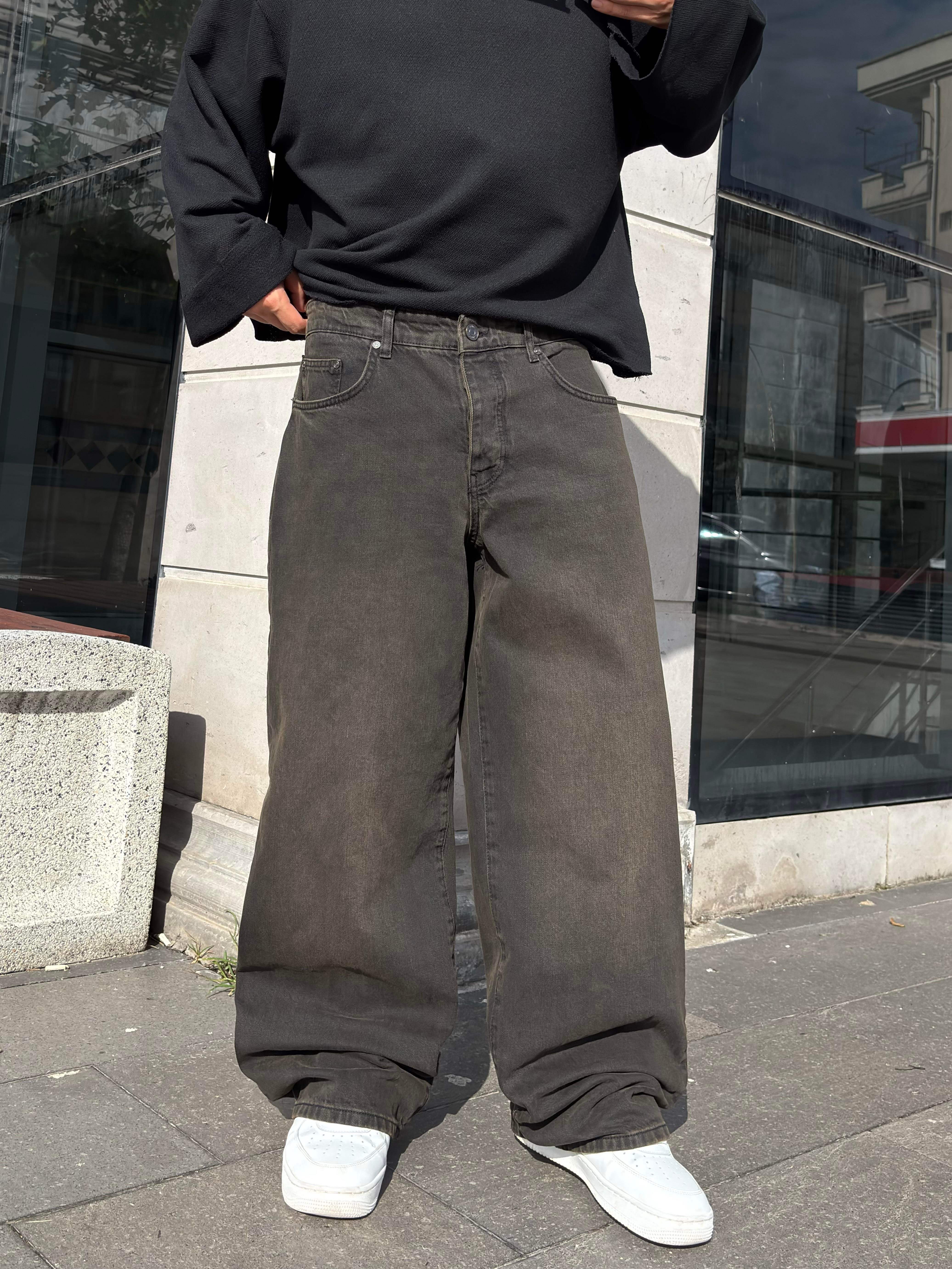 Brown Eskitme Ton Baggy Jean
