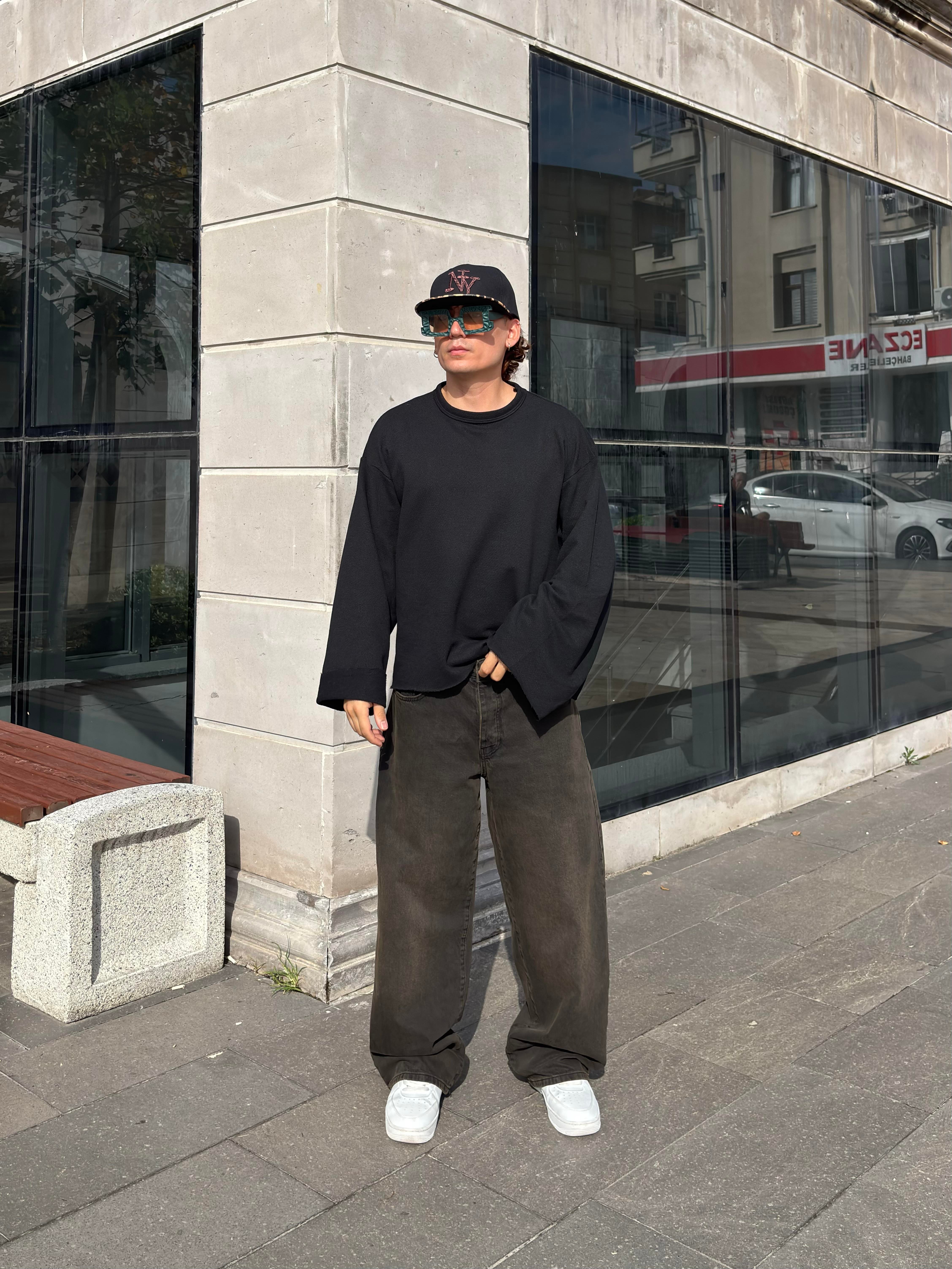 Brown Eskitme Ton Baggy Jean
