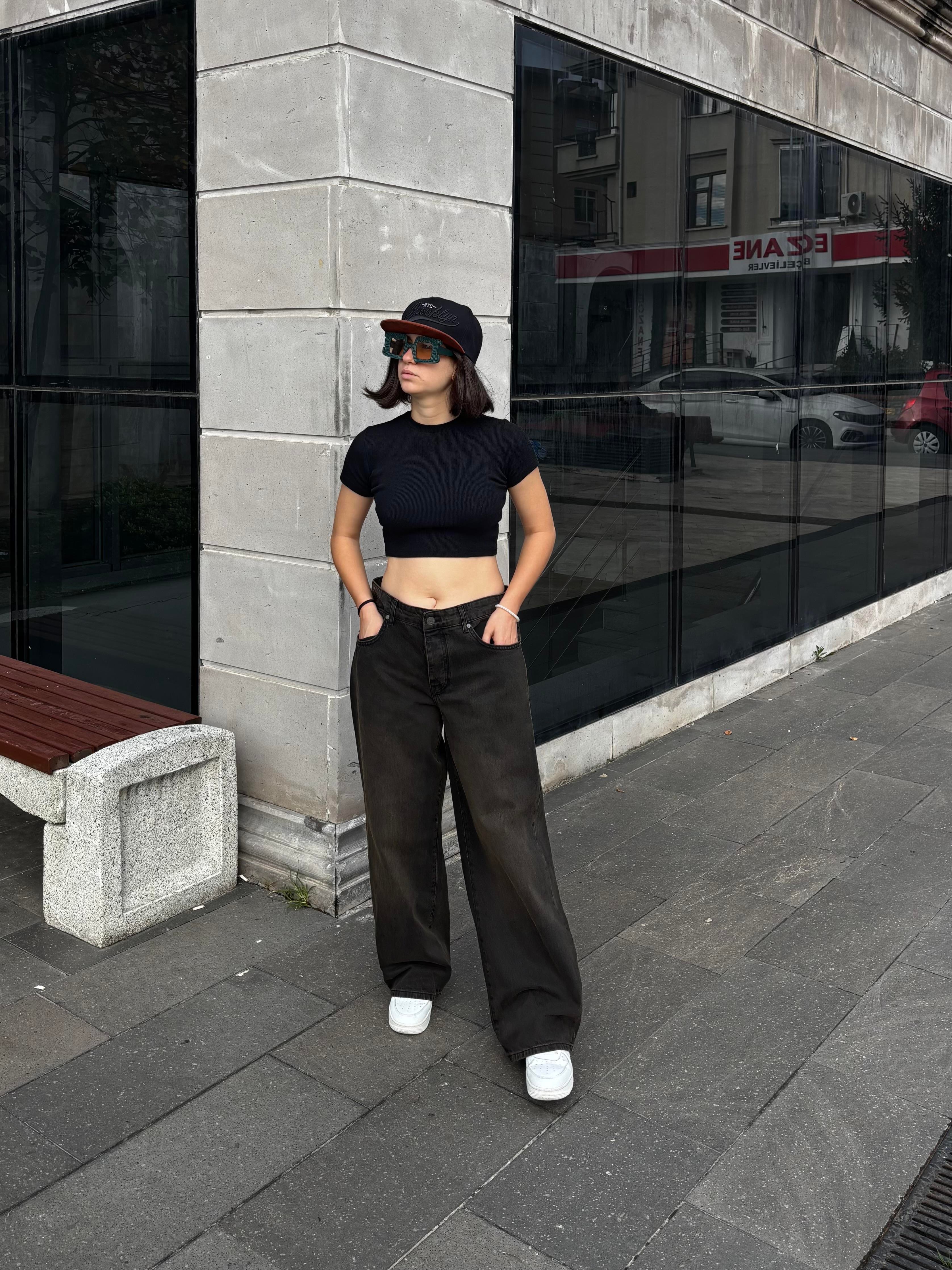 Brown Eskitme Ton Baggy Jean