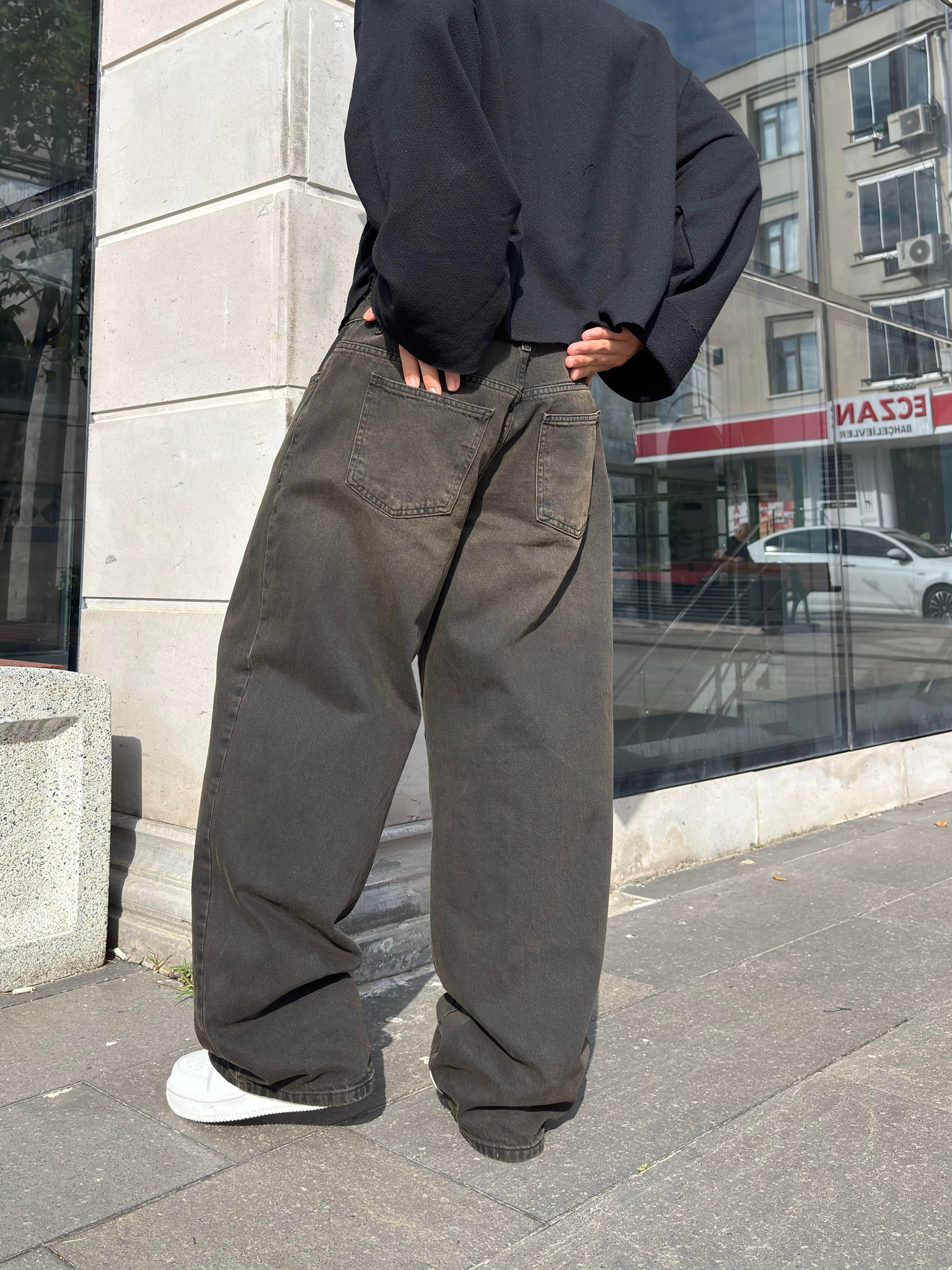 Brown Eskitme Ton Baggy Jean