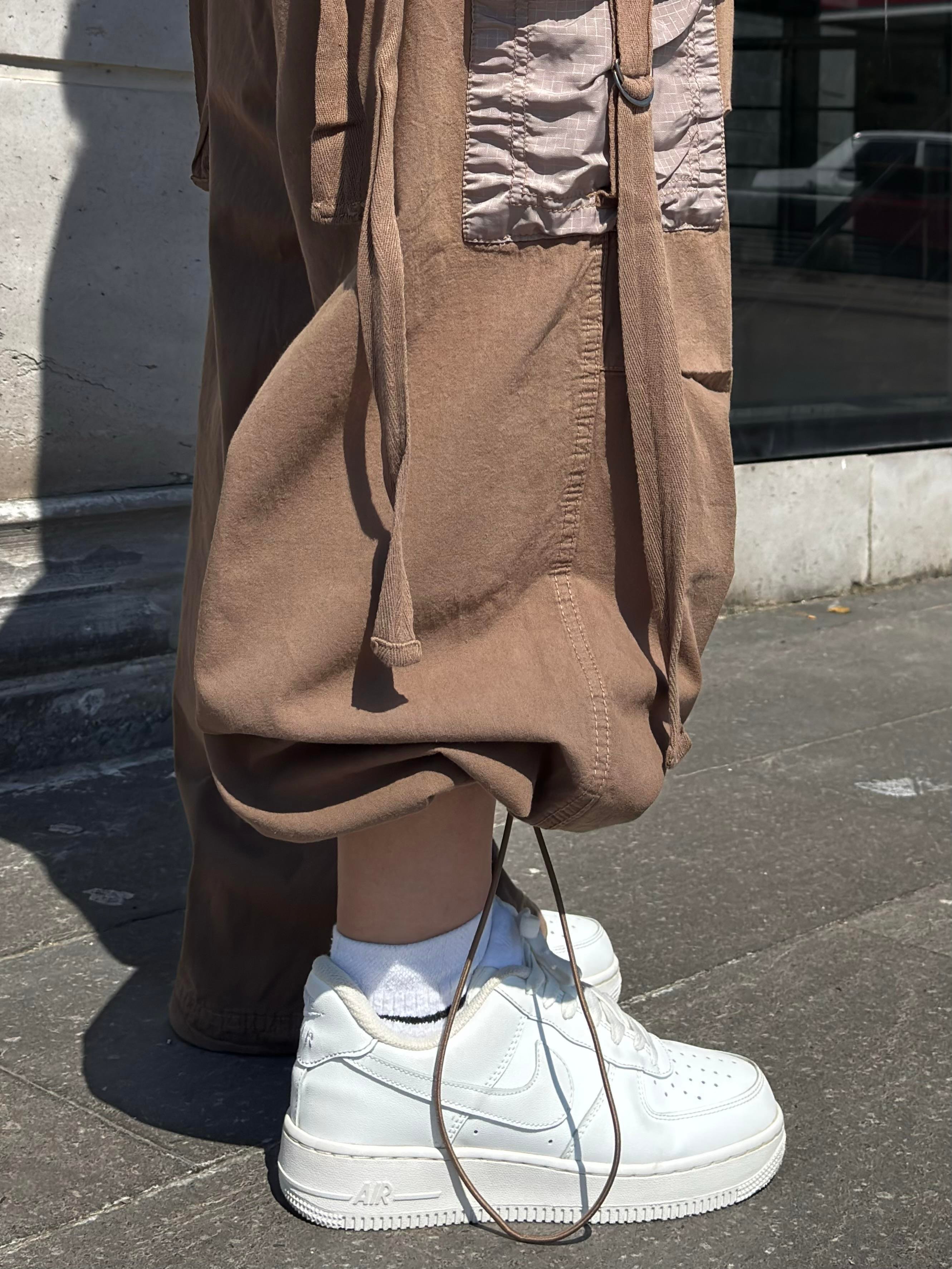 Brown Patchwork Multi Pocket Cargo Pants