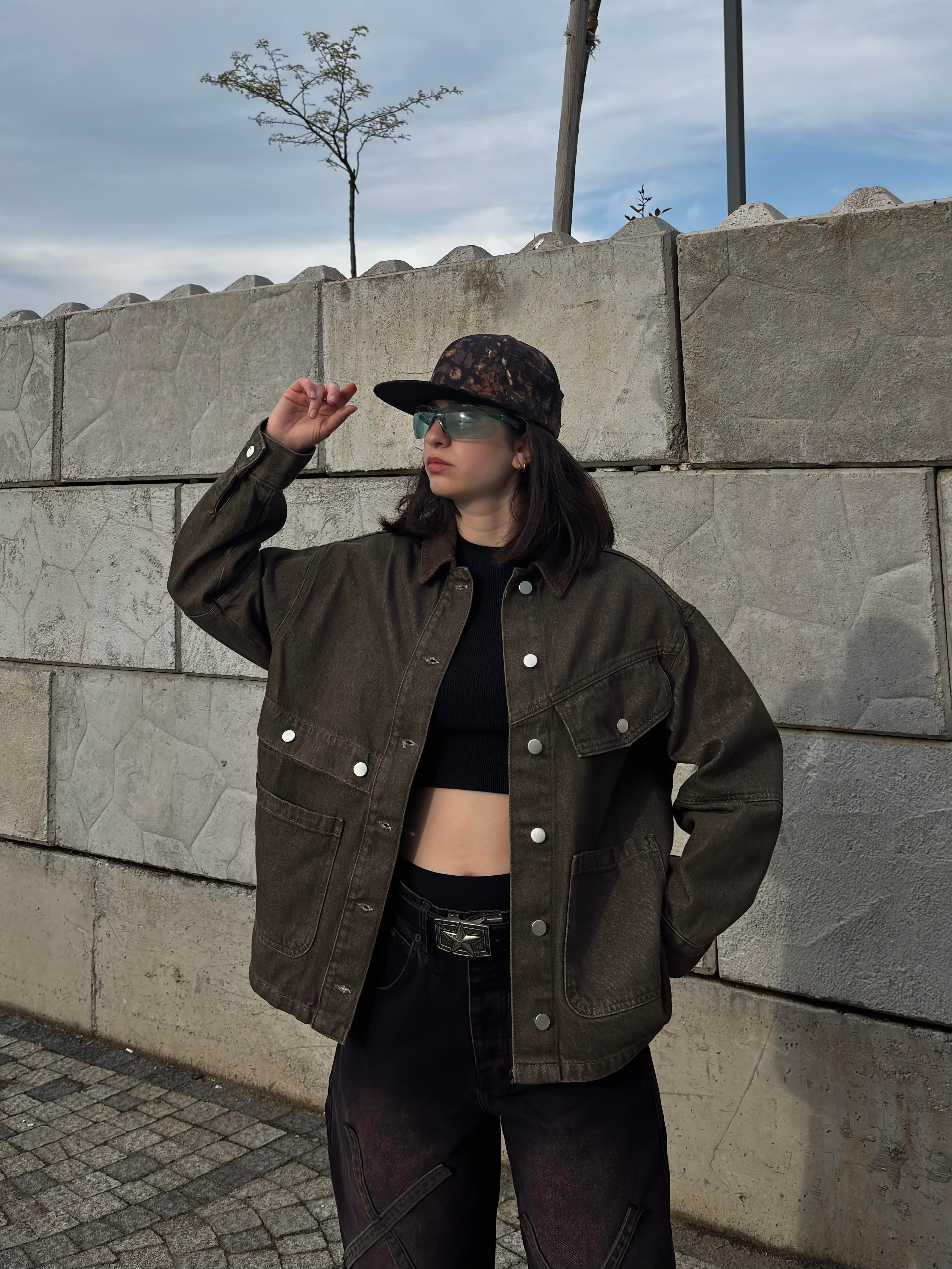 Brown With Cord Collar Jacket