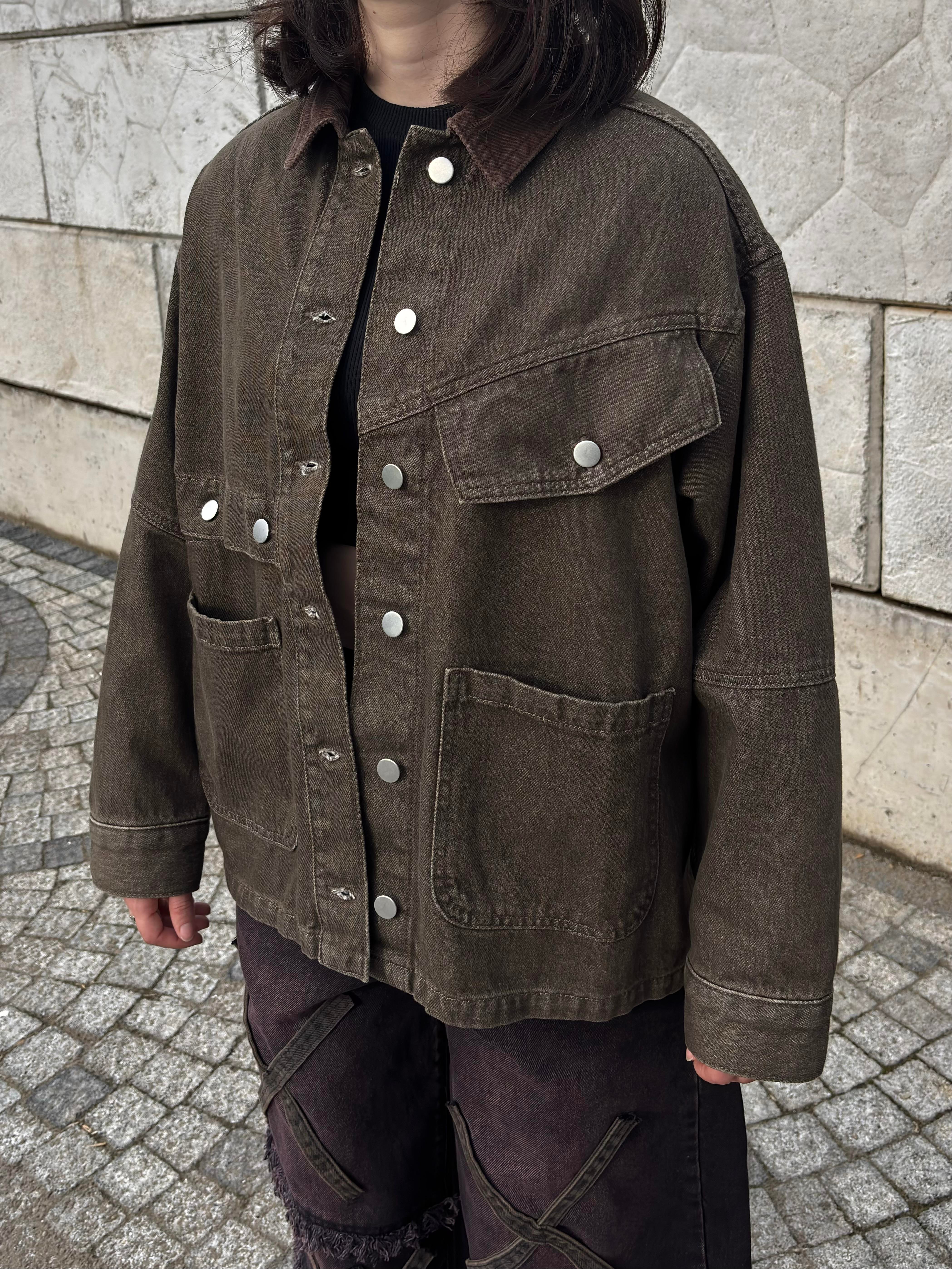 Brown With Cord Collar Jacket