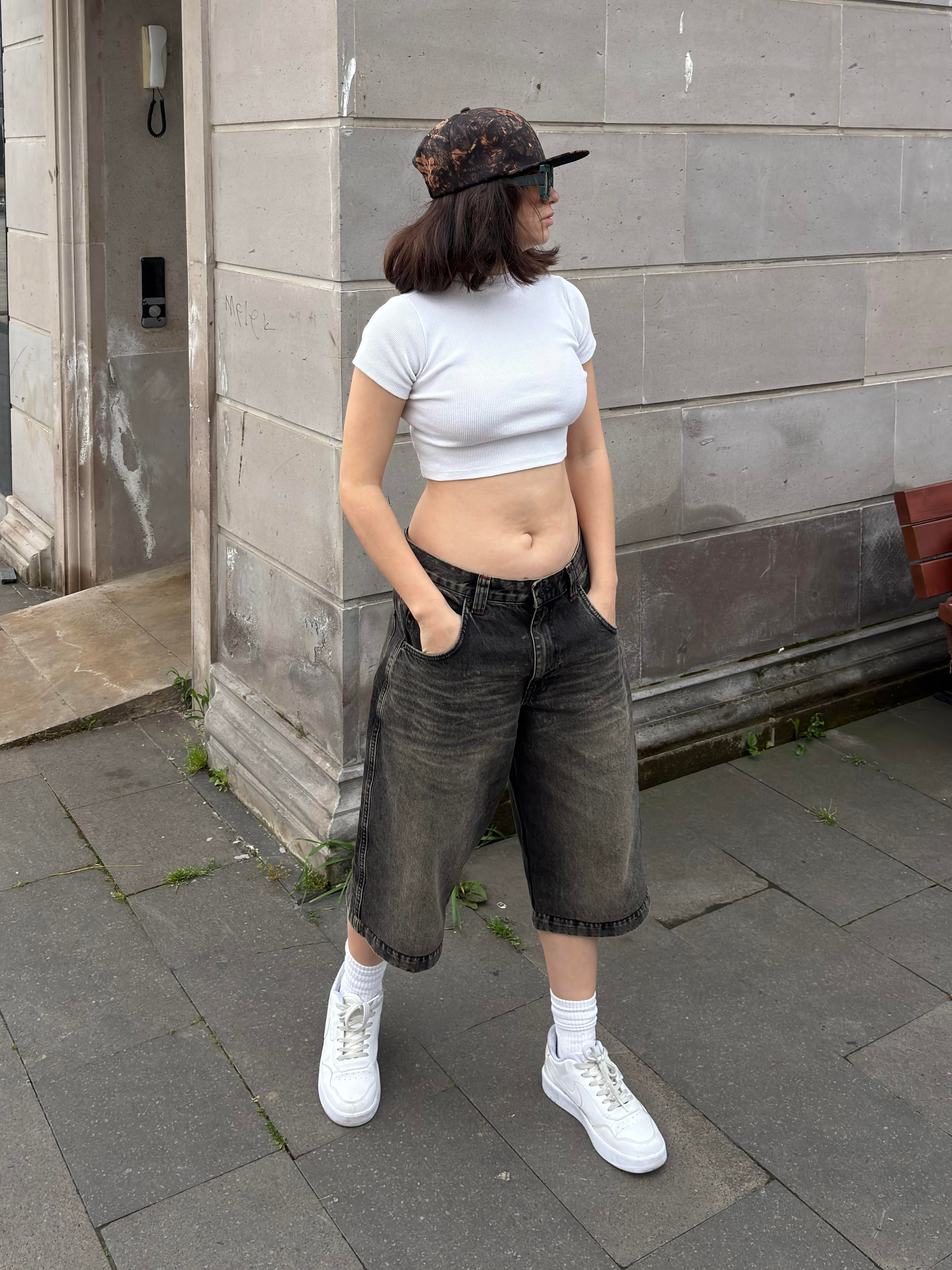 Brunt Black Neo Skate Denim Jorts