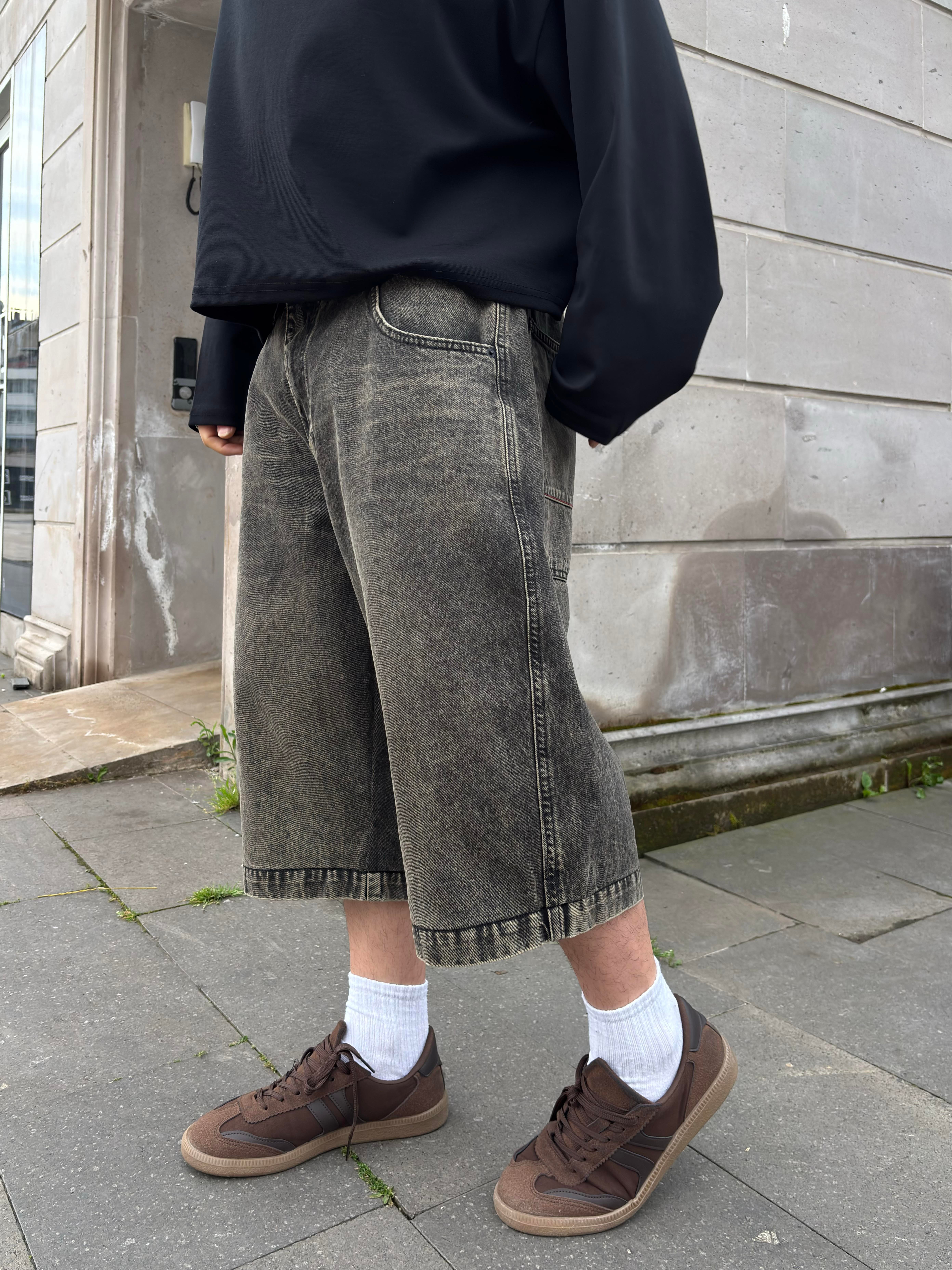Brunt Black Neo Skate Denim Jorts