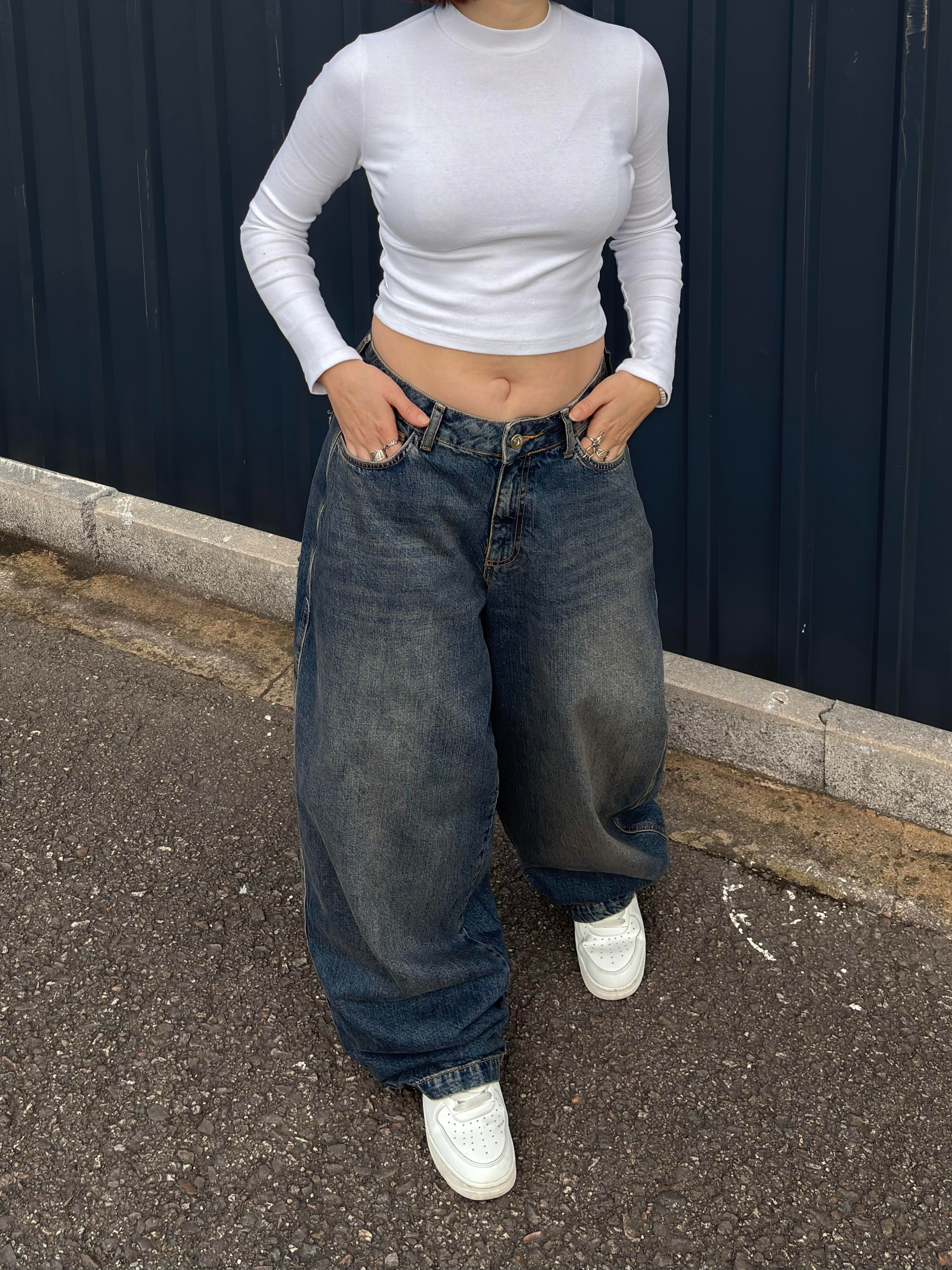 CL Dark Blue Washed Ekstreme Baggy Jeans
