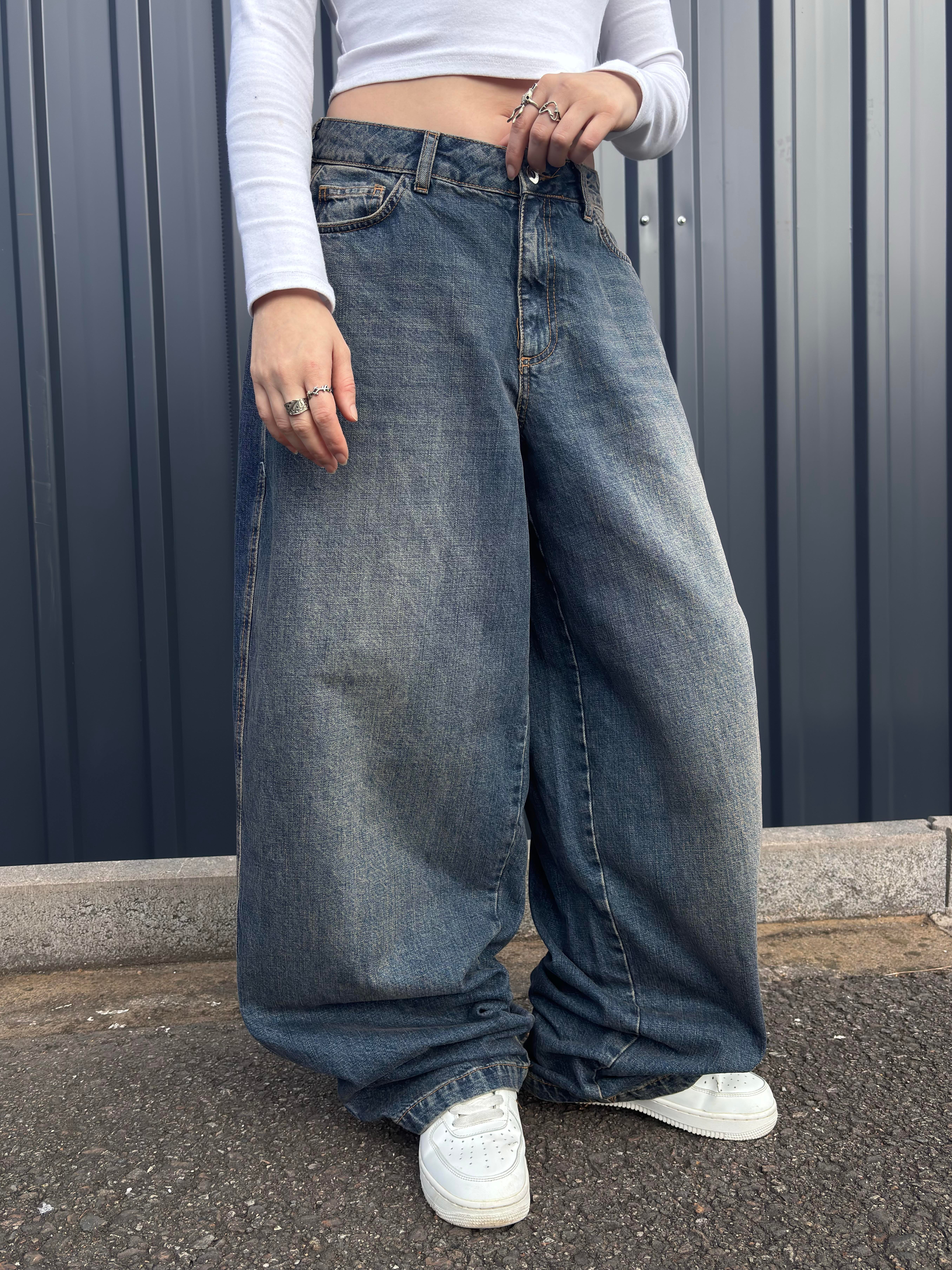 CL Dark Blue Washed Ekstreme Baggy Jeans
