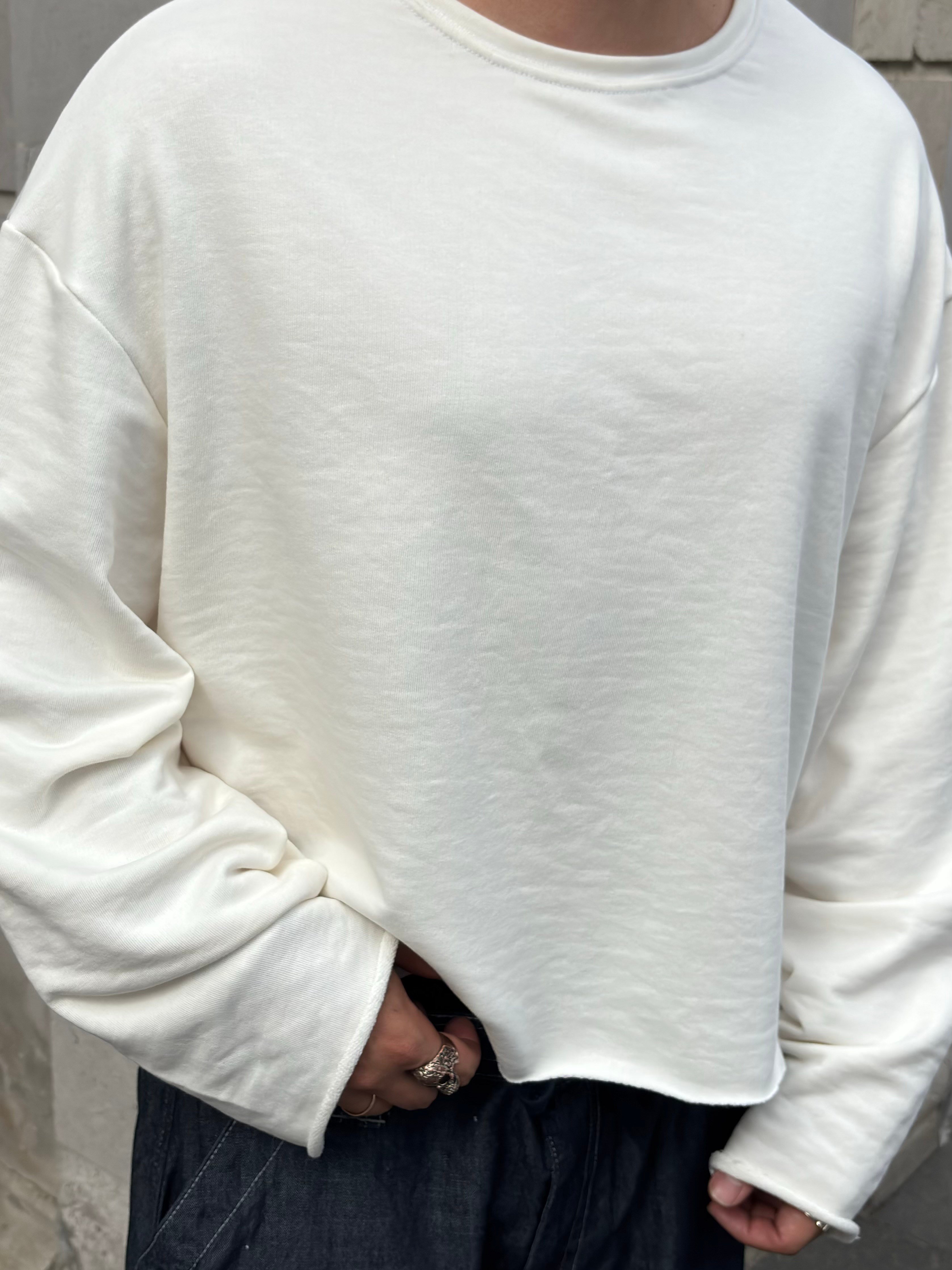 Cream Tone Boxy Fit Cut-Off Sweatshirt