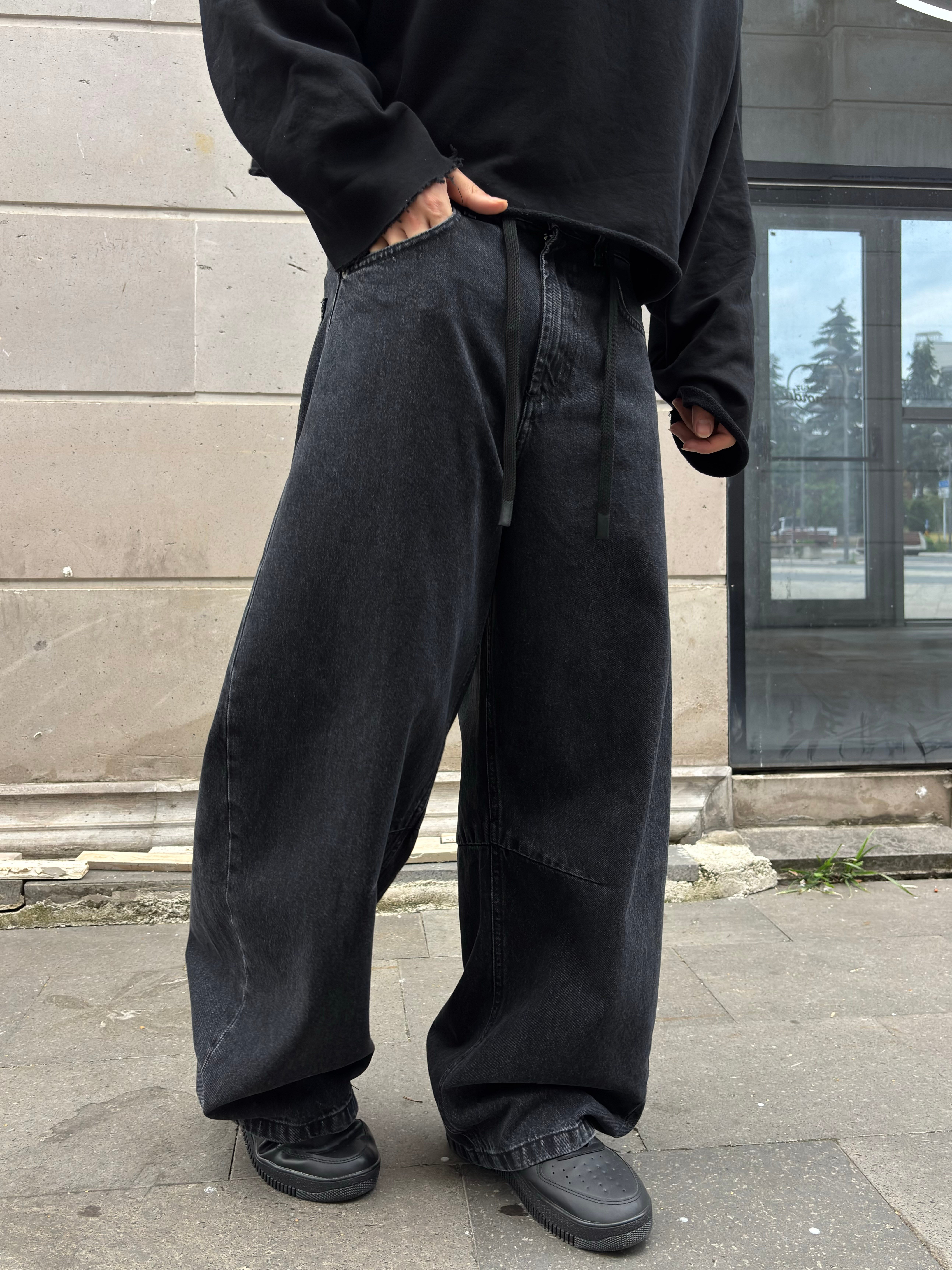 Dark Antrasit Stance Original Baggy İpli Jean