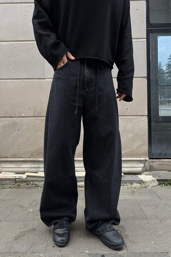 Dark Antrasit Stance Original Baggy İpli Jean