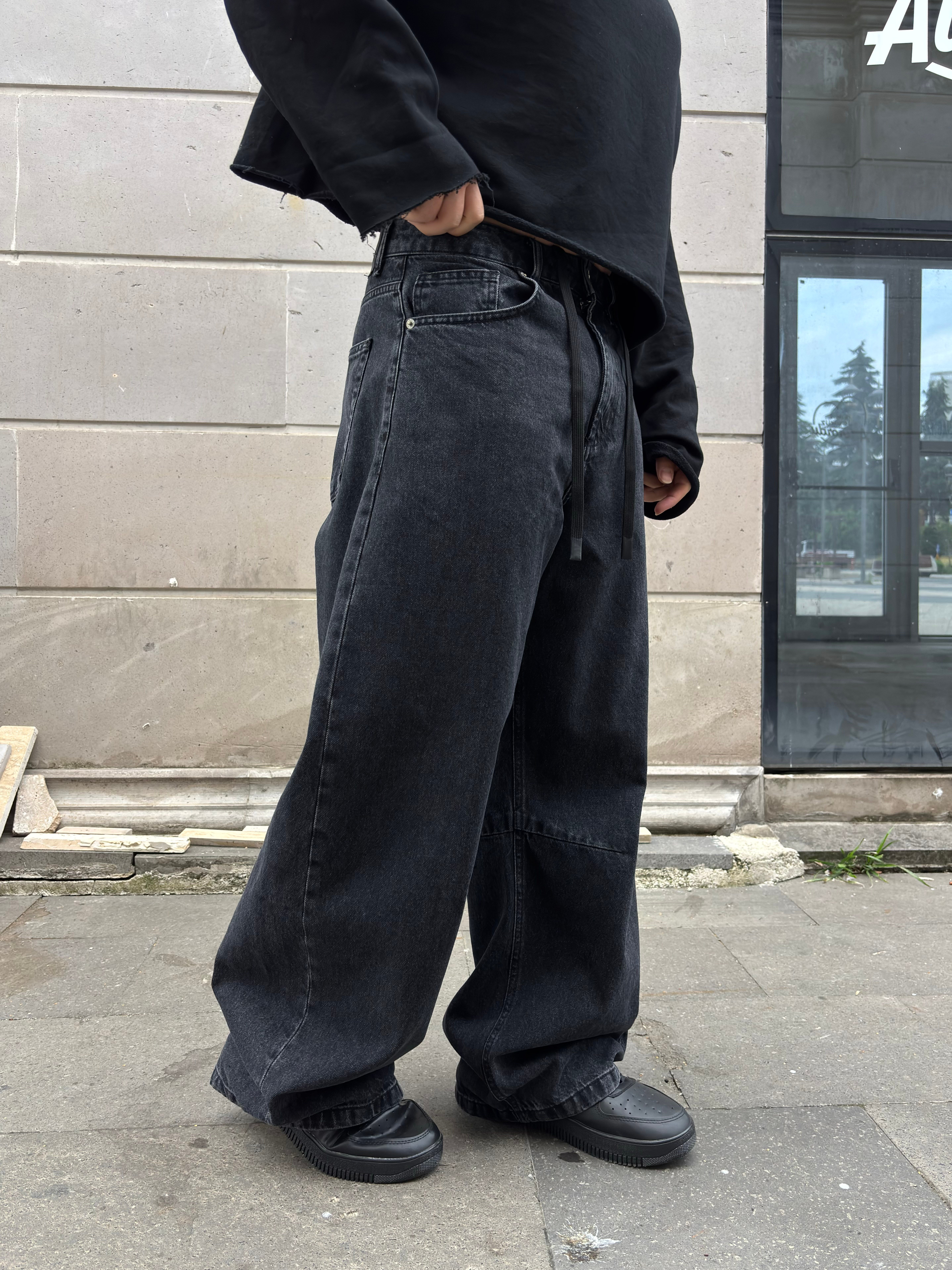 Dark Antrasit Stance Original Baggy İpli Jean