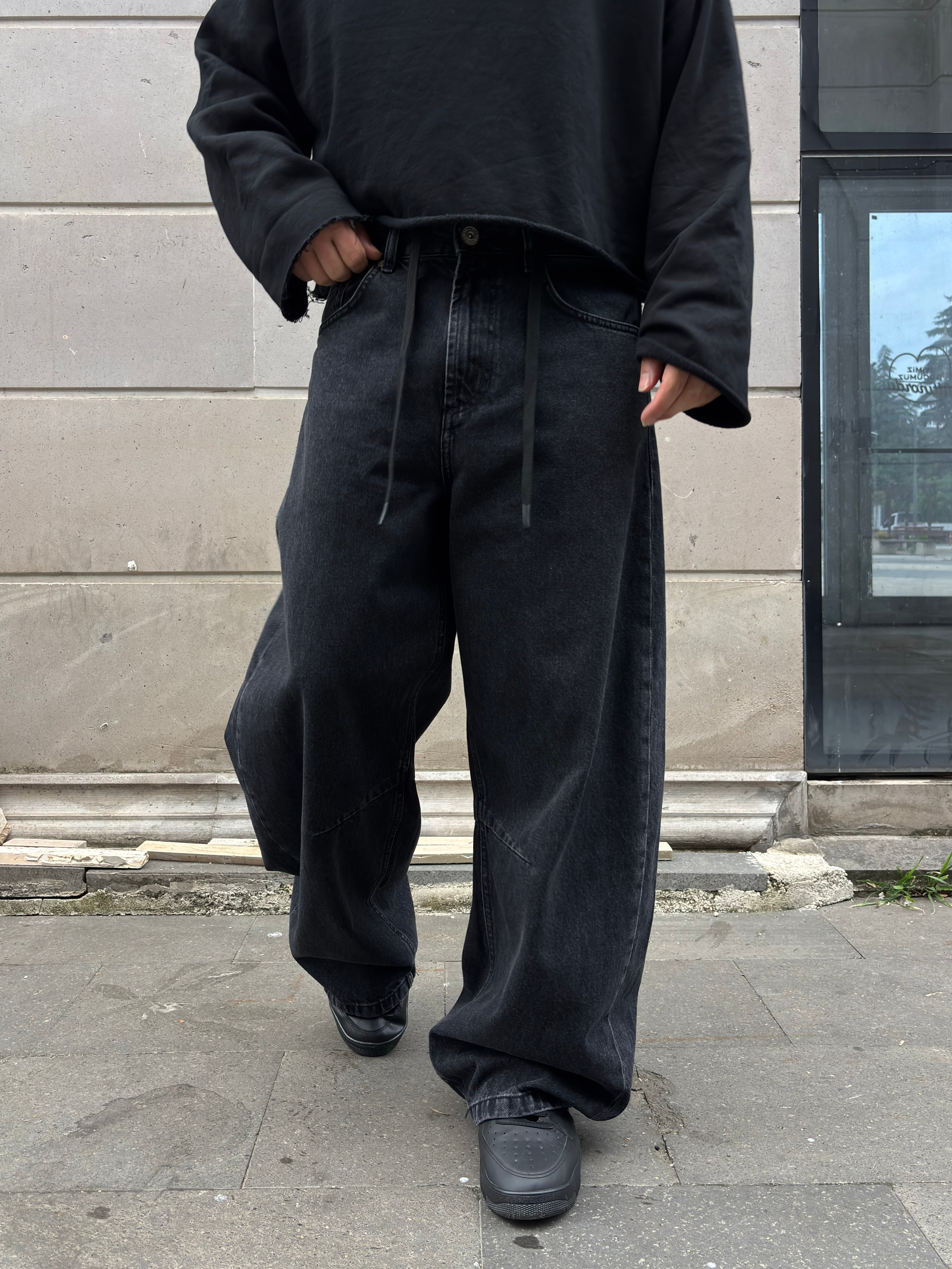 Dark Antrasit Stance Original Baggy İpli Jean