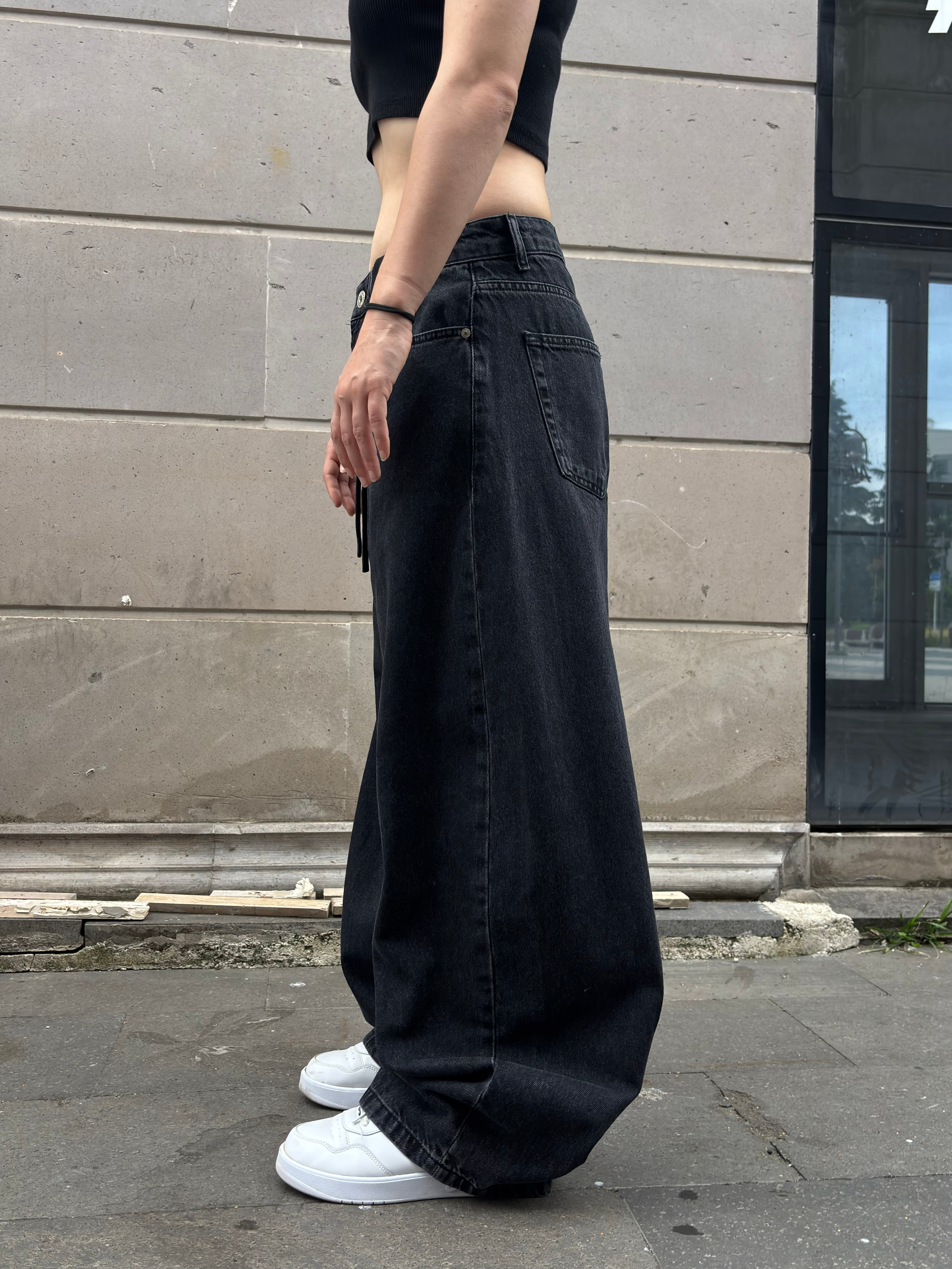 Dark Antrasit Stance Original Baggy İpli Jean