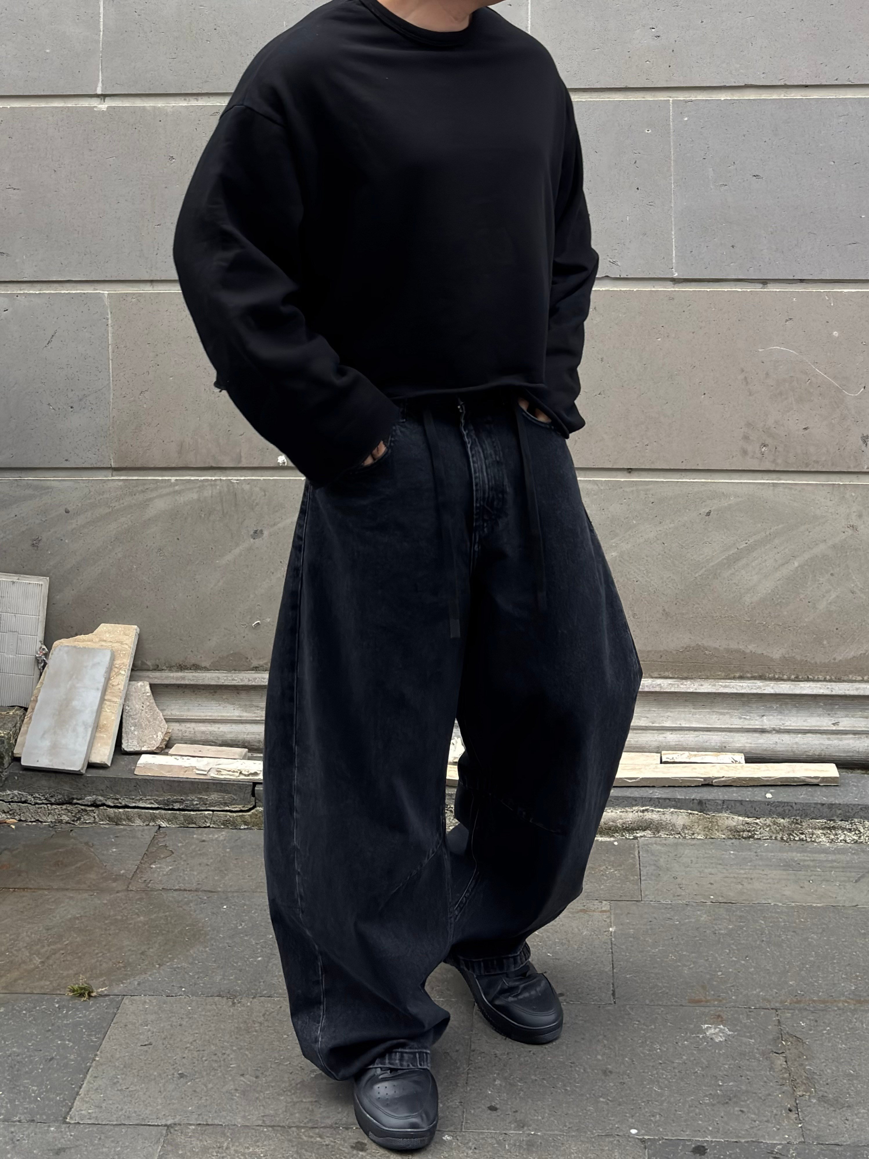 Dark Antrasit Stance Original Baggy İpli Jean