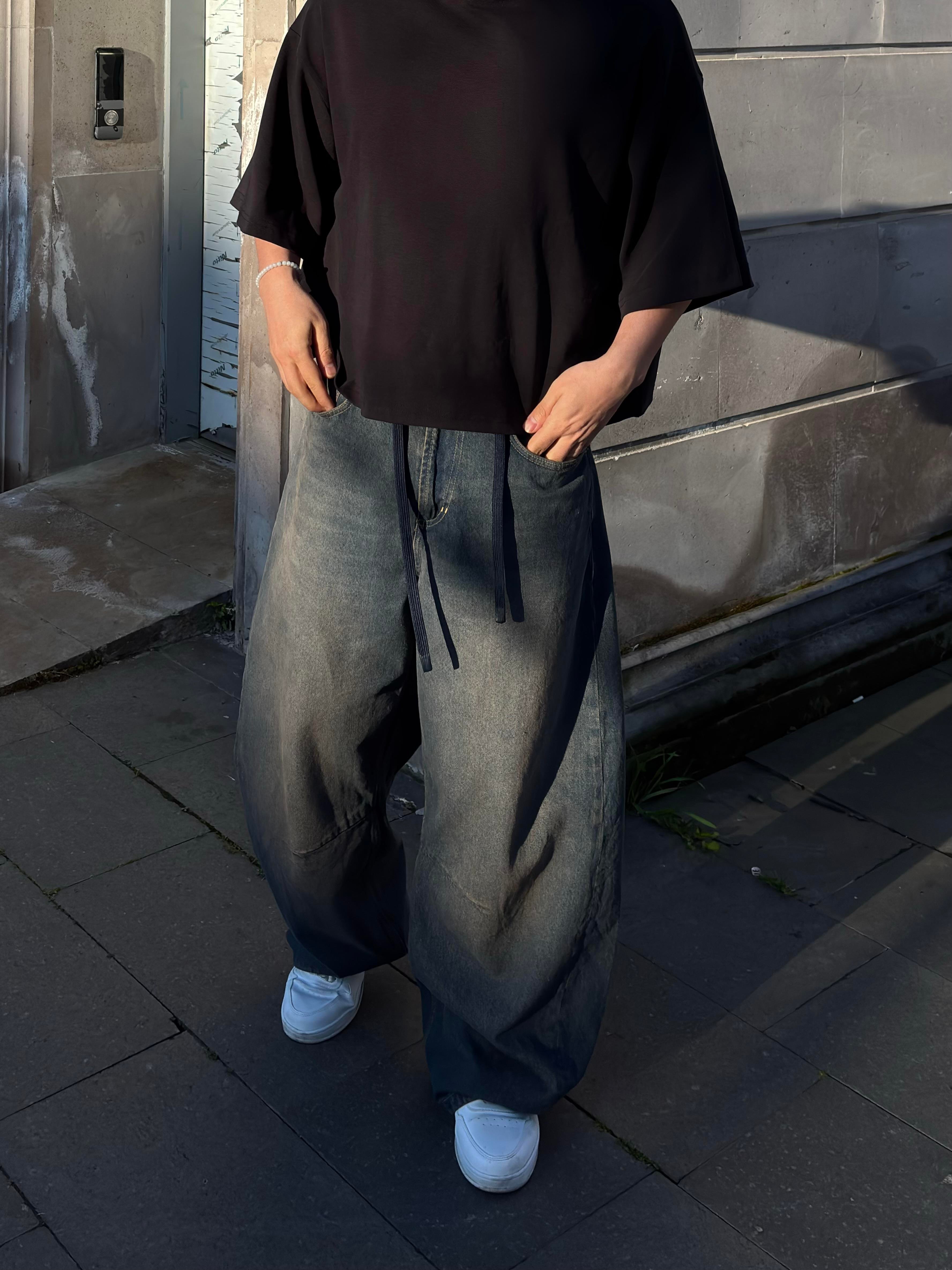Dark Blue Eskitme Ton Extreme Baggy Jean