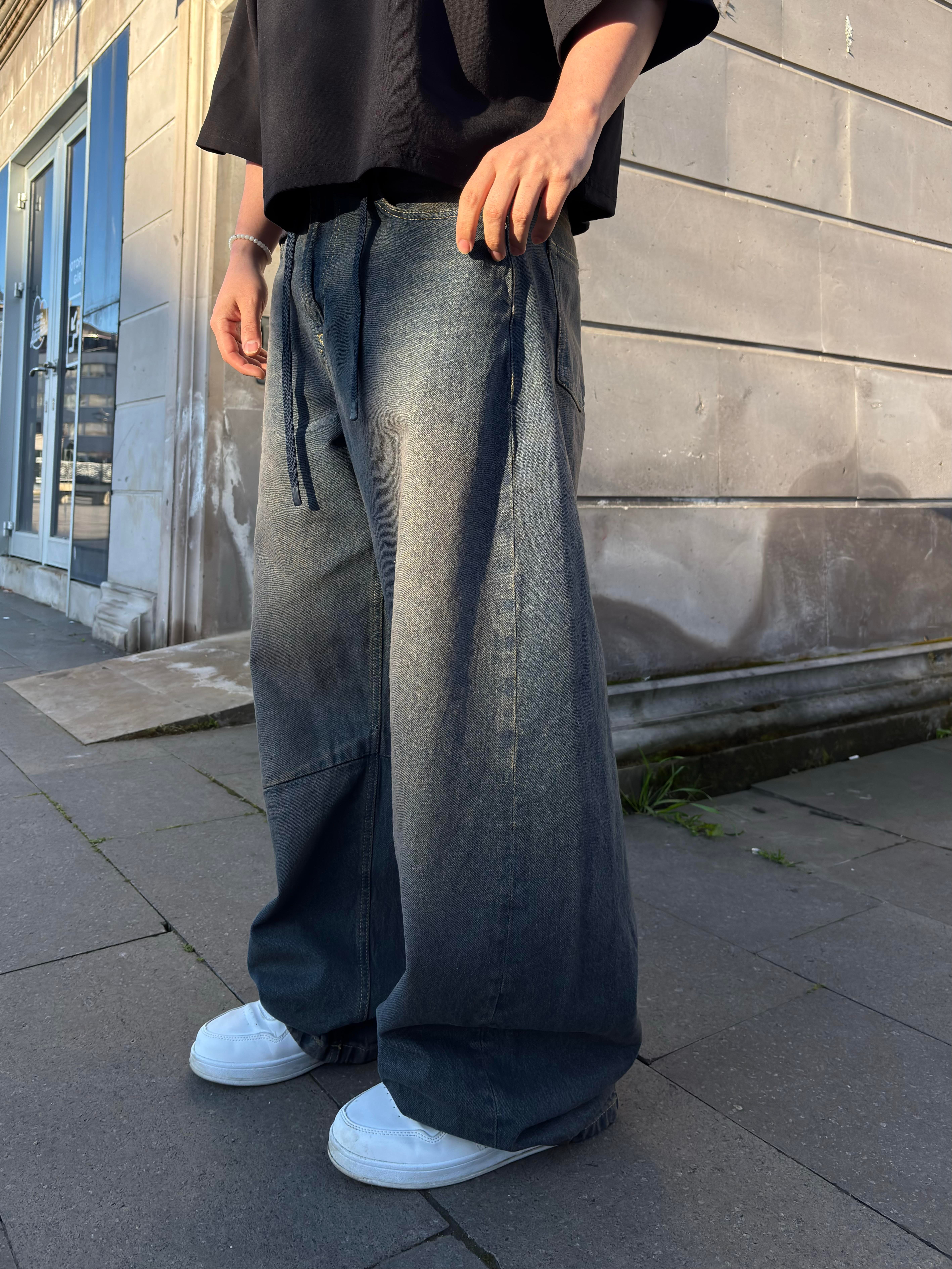 Dark Blue Eskitme Ton Extreme Baggy Jean