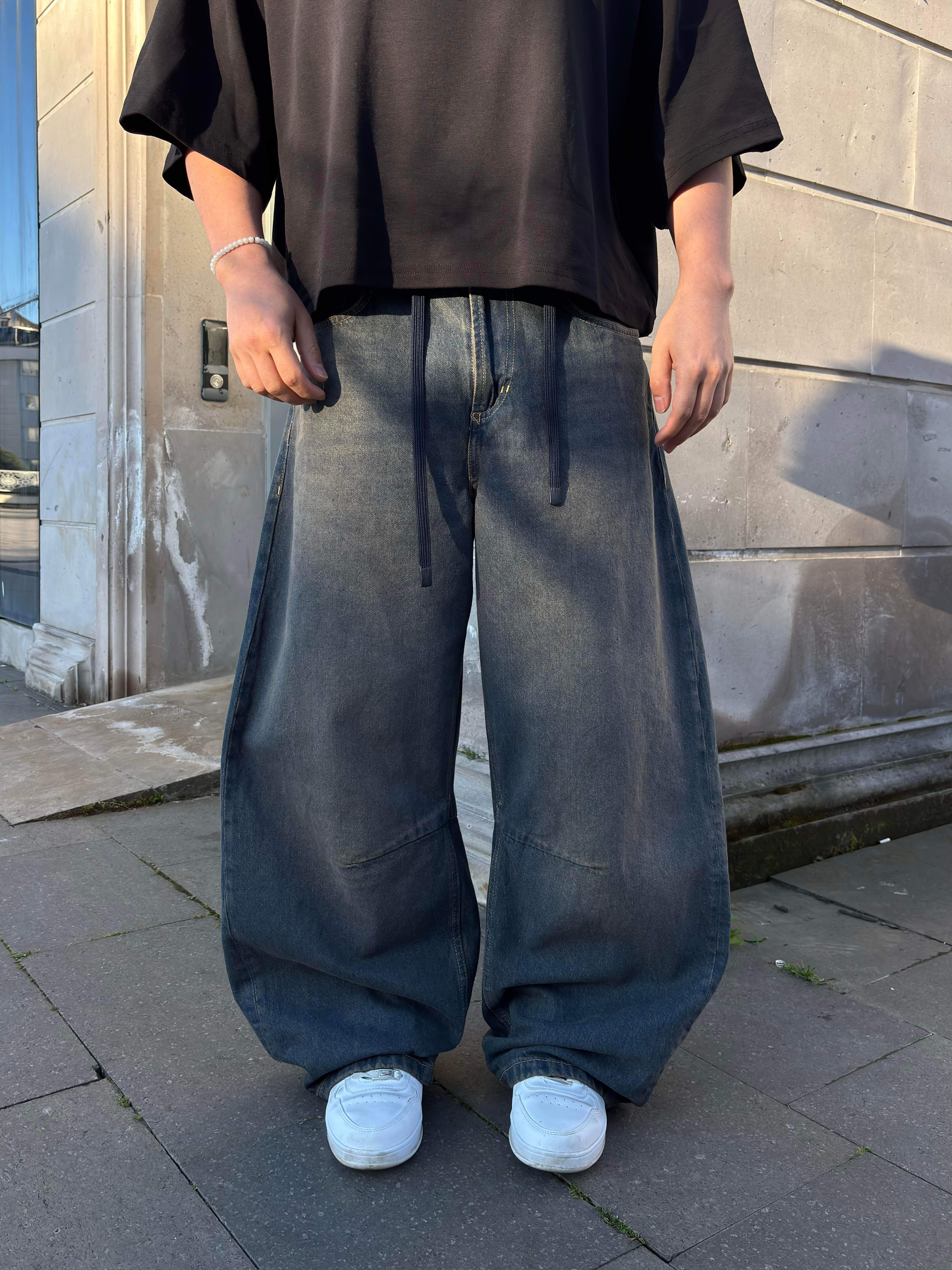 Dark Blue Eskitme Ton Extreme Baggy Jean