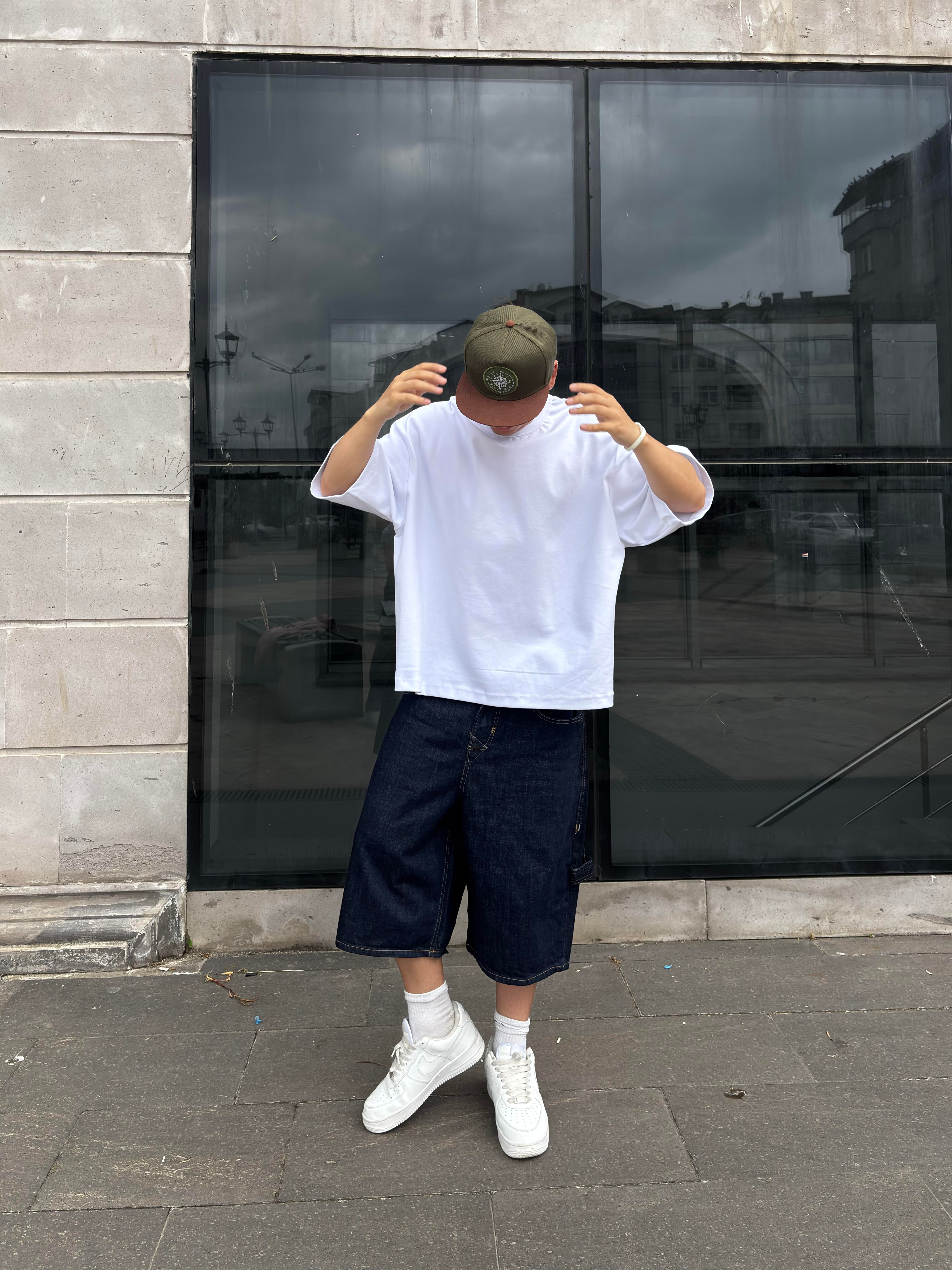 Dark Wash Embroidered Denim Jorts