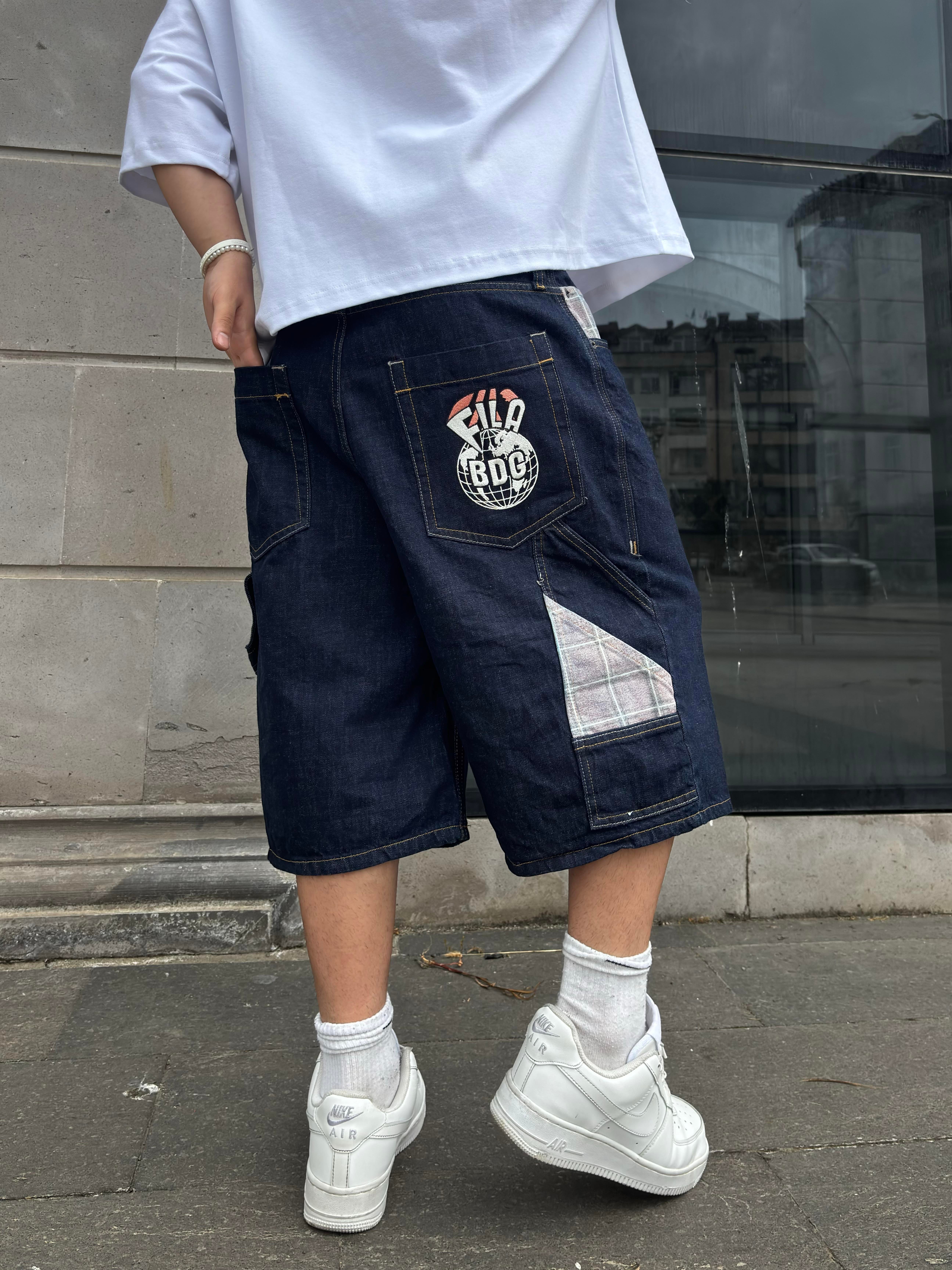 Dark Wash Embroidered Denim Jorts