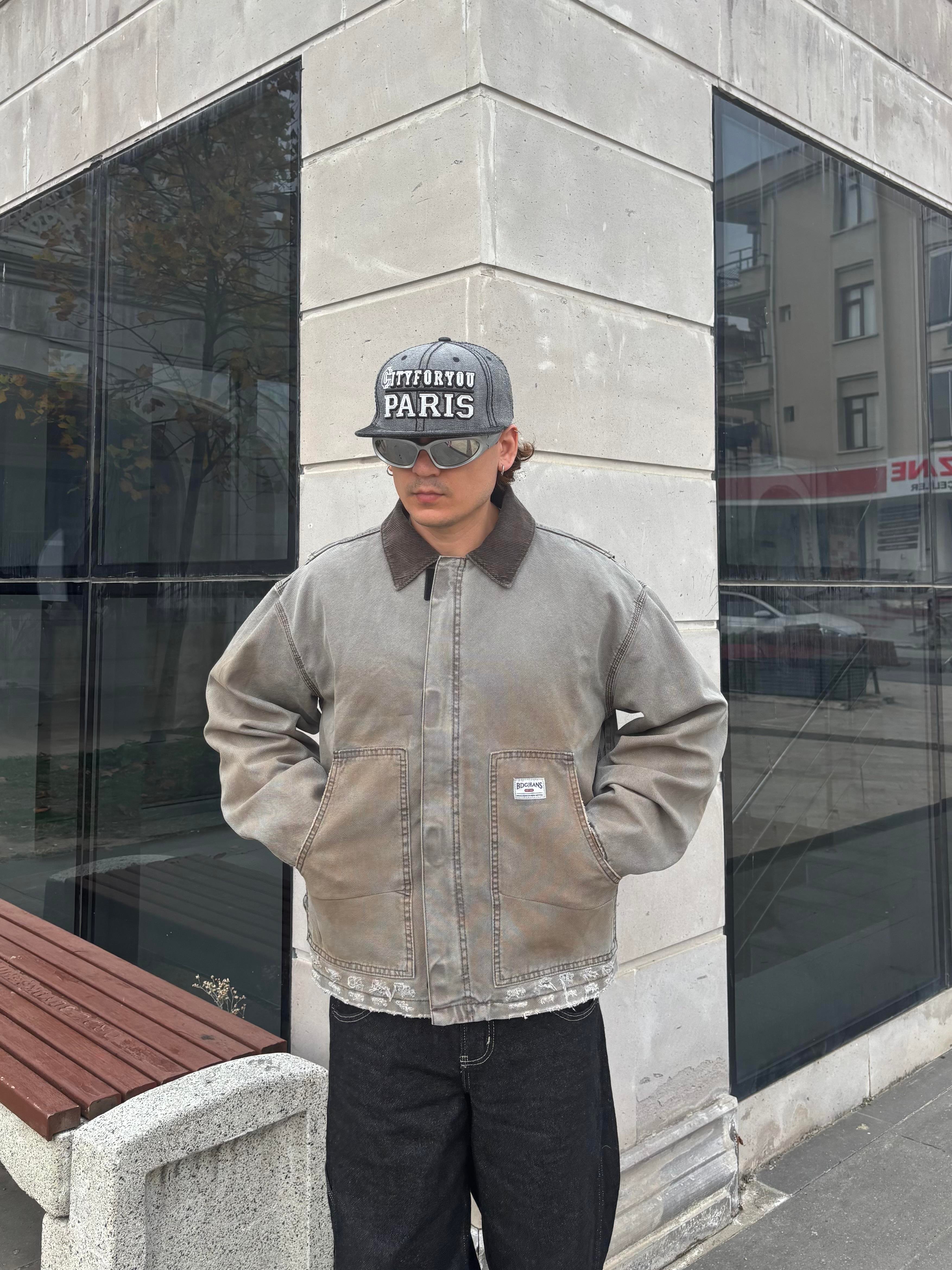 Denim Tinted Canvas Worker Jacket