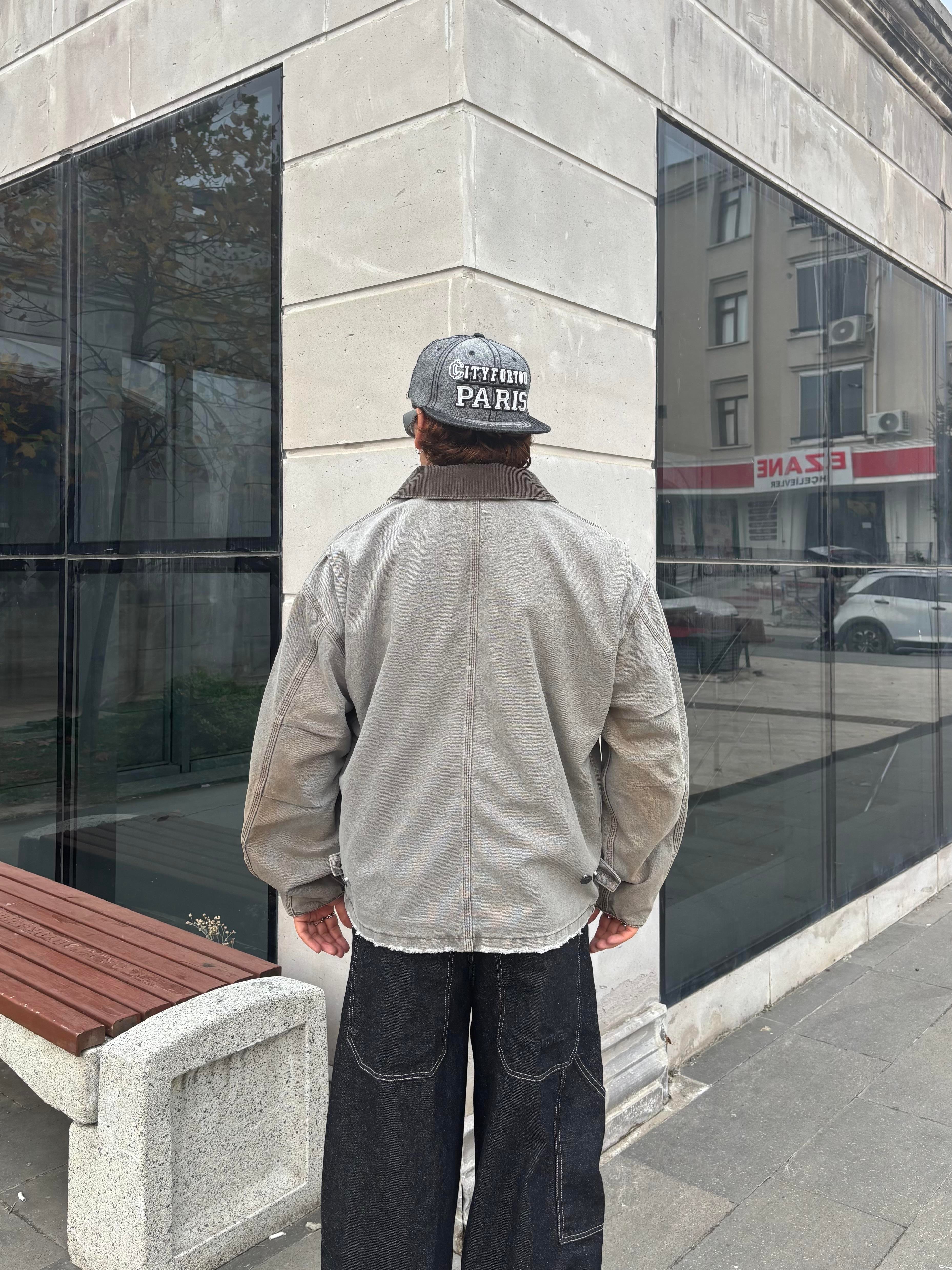 Denim Tinted Canvas Worker Jacket